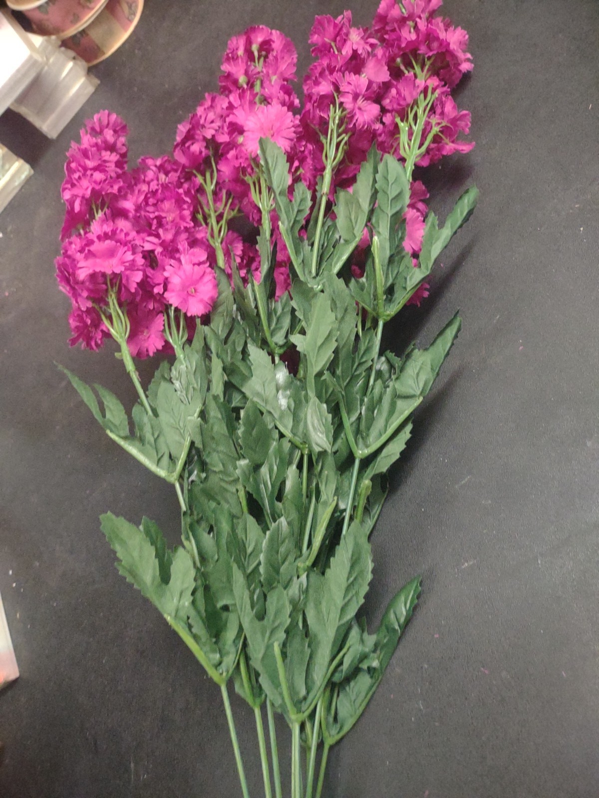 24″ Silk Stock Flower Bush, Fuchsia Hot Pink, 9 Stems Realistic Matthiola