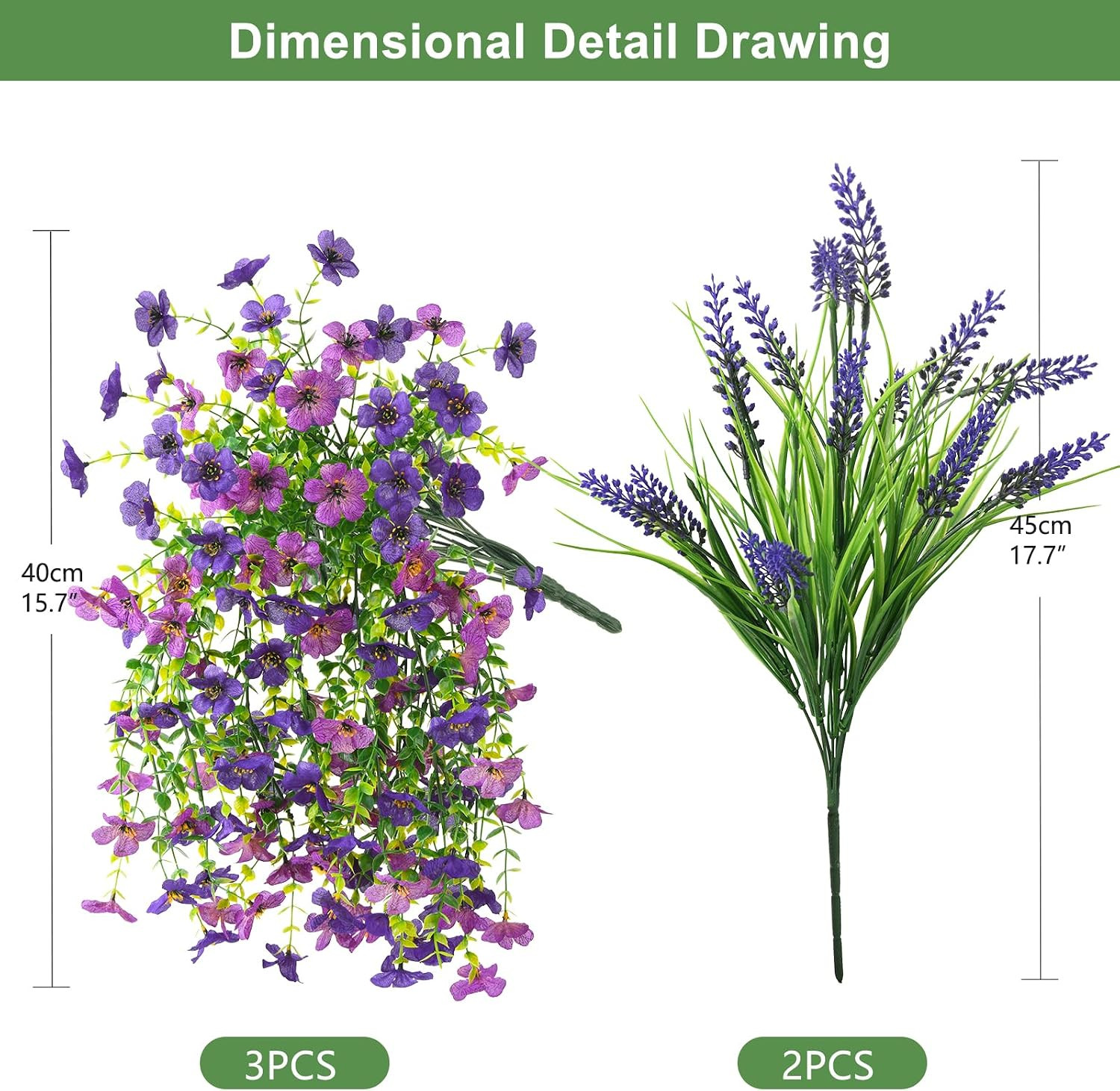 Artificial Fake Hanging Flowers Plants for Outdoor outside Decoration, Faux Silk