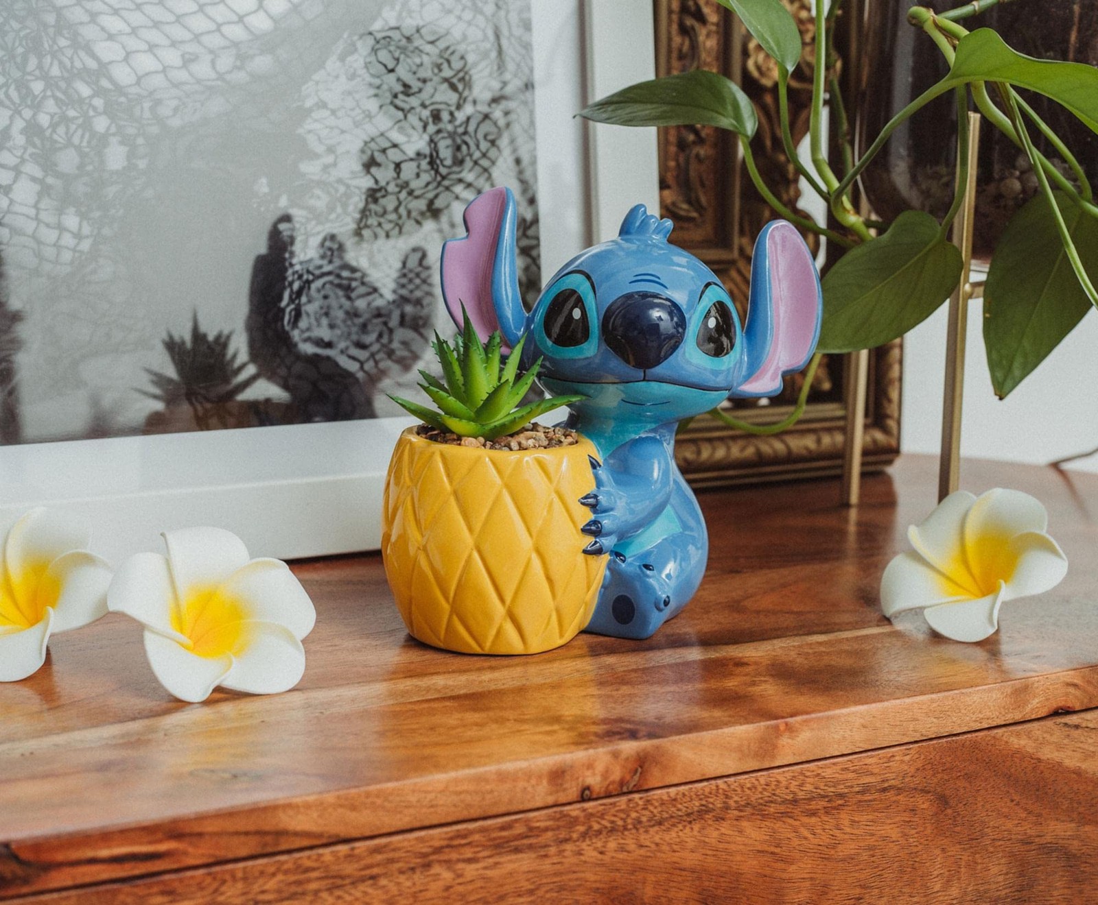 Disney Lilo & Stitch Pineapple 6-Inch Ceramic Planter with Artificial Succule…