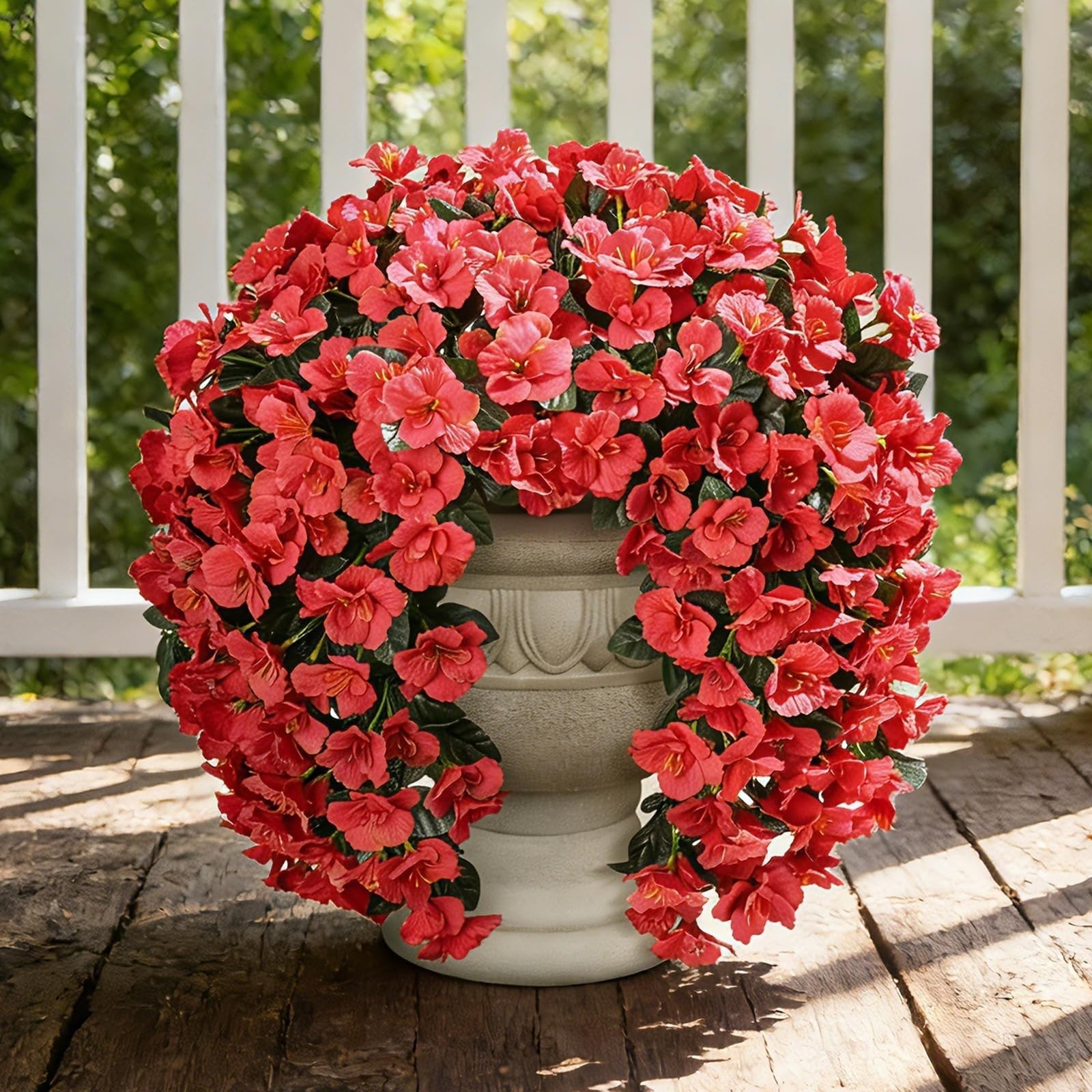 2pcs Fake Hibiscus Artificial Hanging Flowers Silk Vines UV Resistant Red Faux