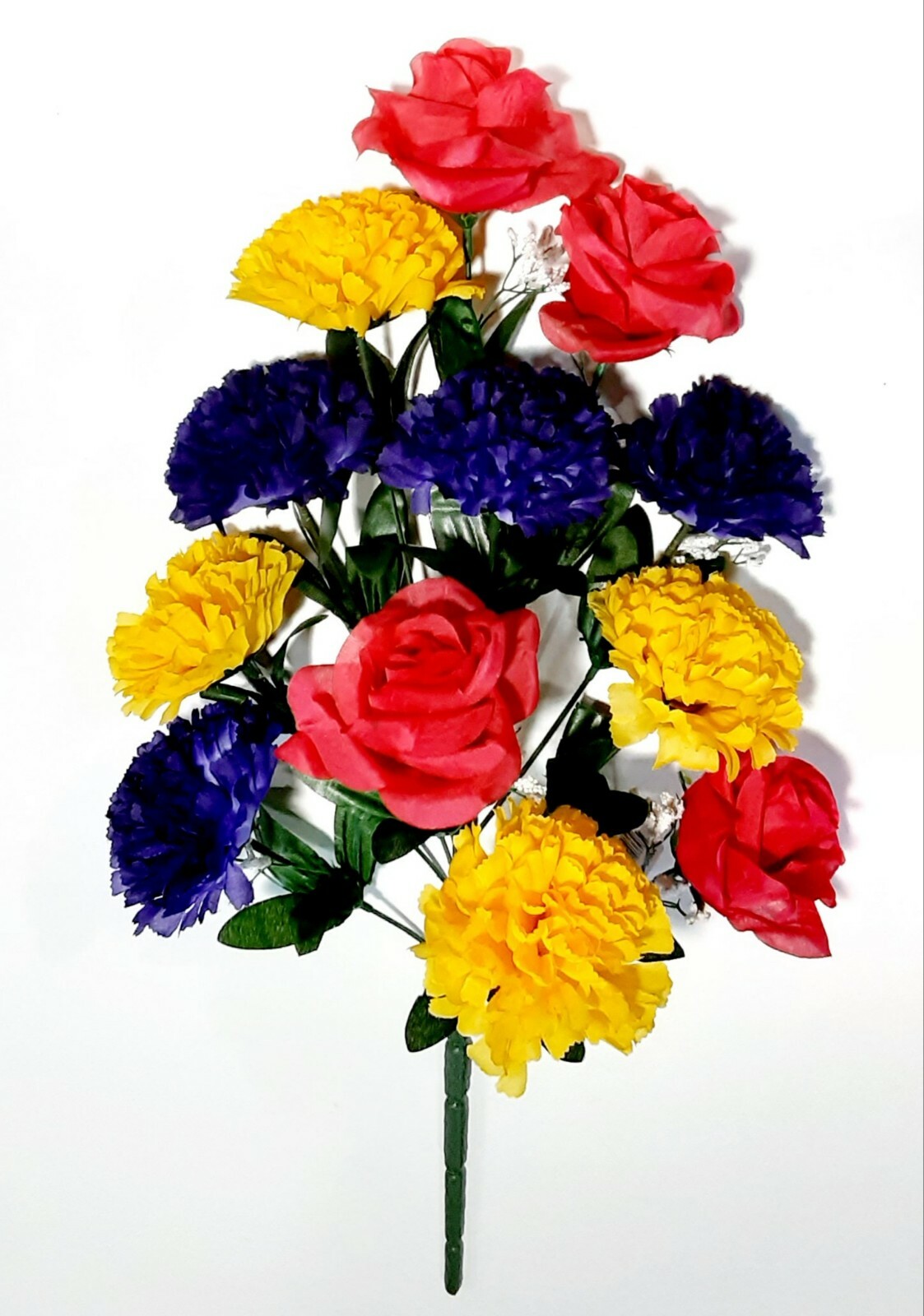 Yellow Purple Carnation Beauty Rose 19″ Silk Flower Bush Home Yard Craft US #189