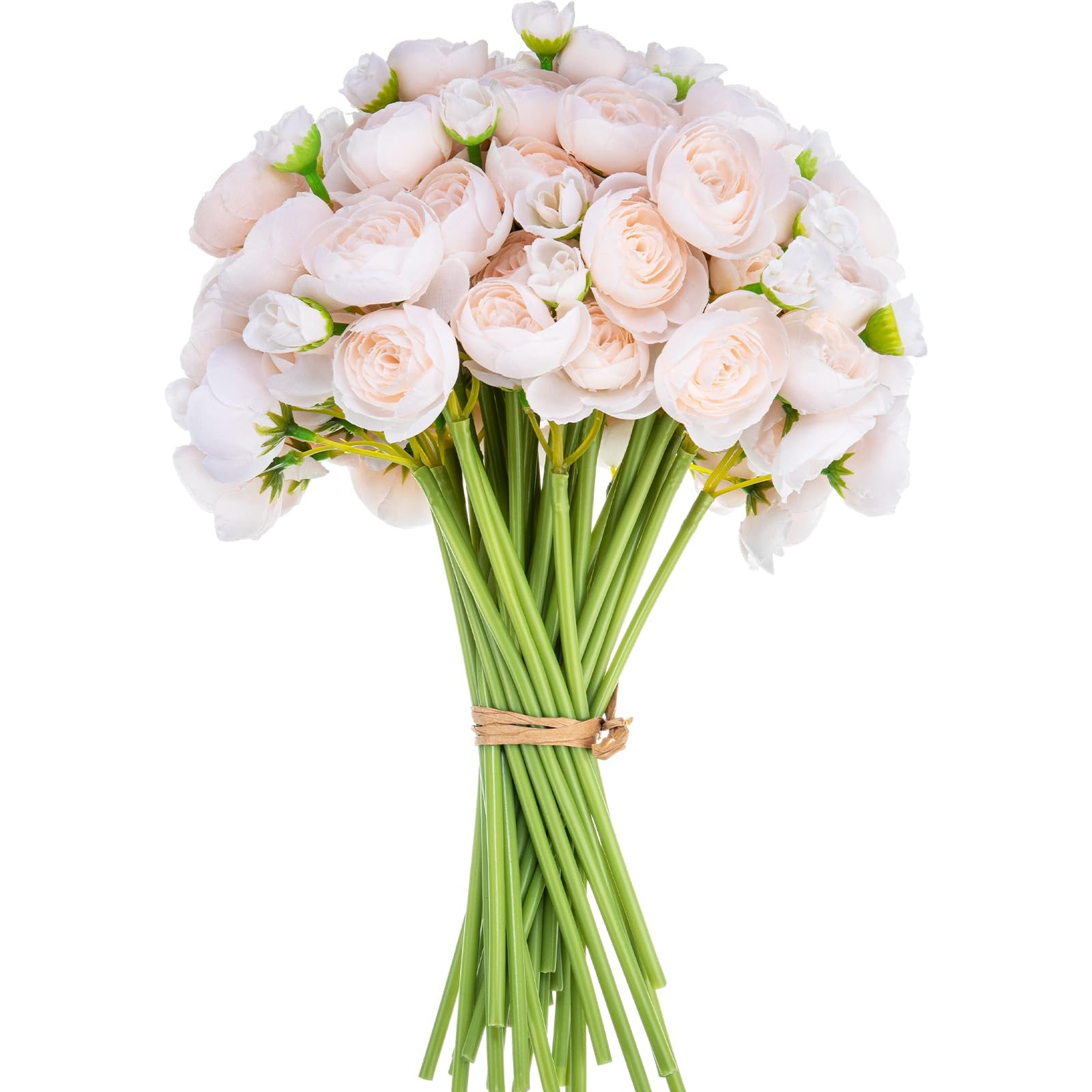 36 Pcs Artificial Silk Ranunculus Flower Realistic Faux Rose With Long Stems Bul