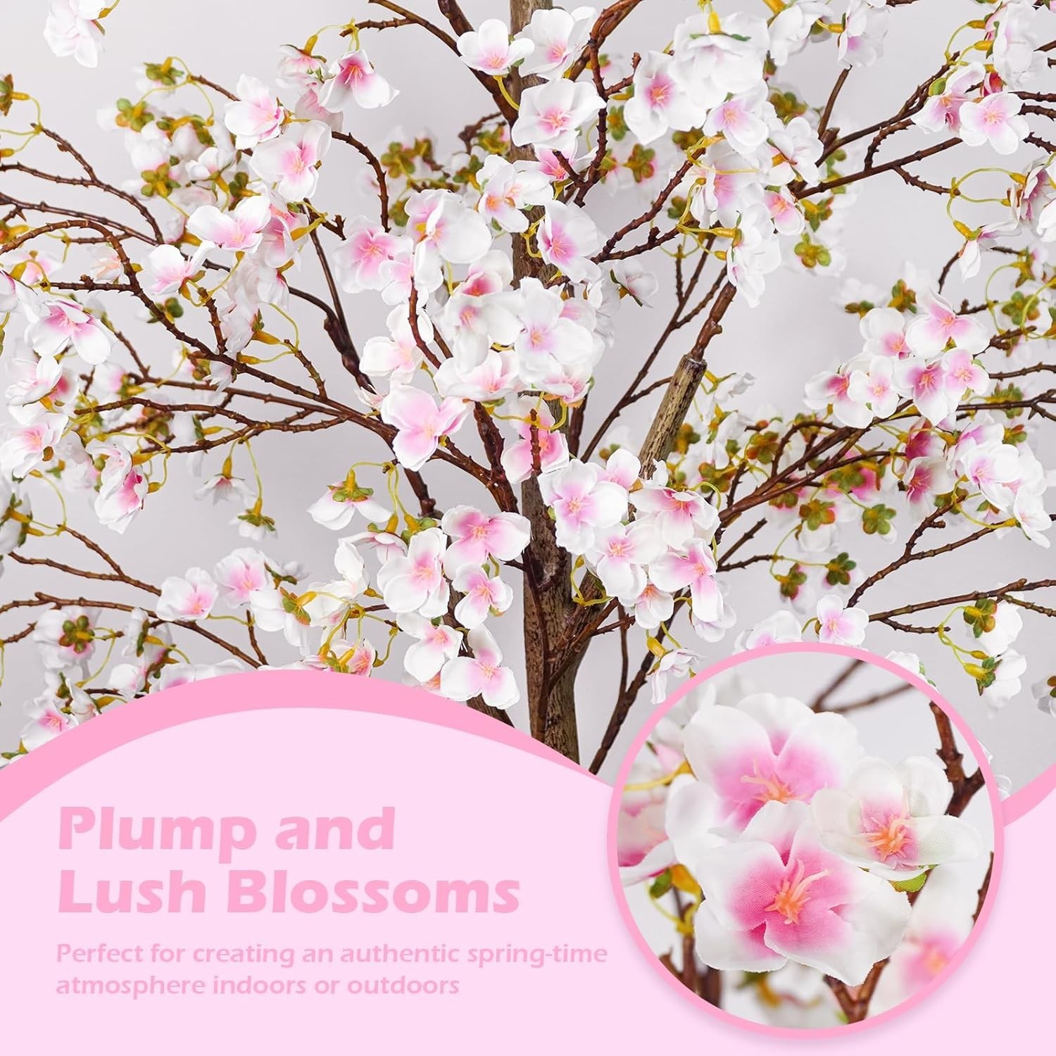 6FT Artificial Cherry Blossom Tree Pink with White Planter