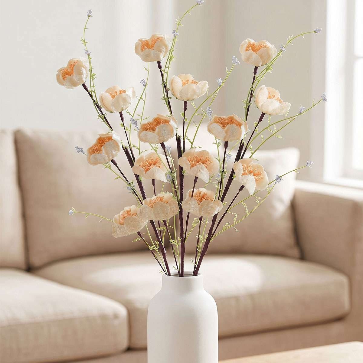 Glitter Artificial Poppy Stems Multicolor Floral Branches Home Vase Table Decor