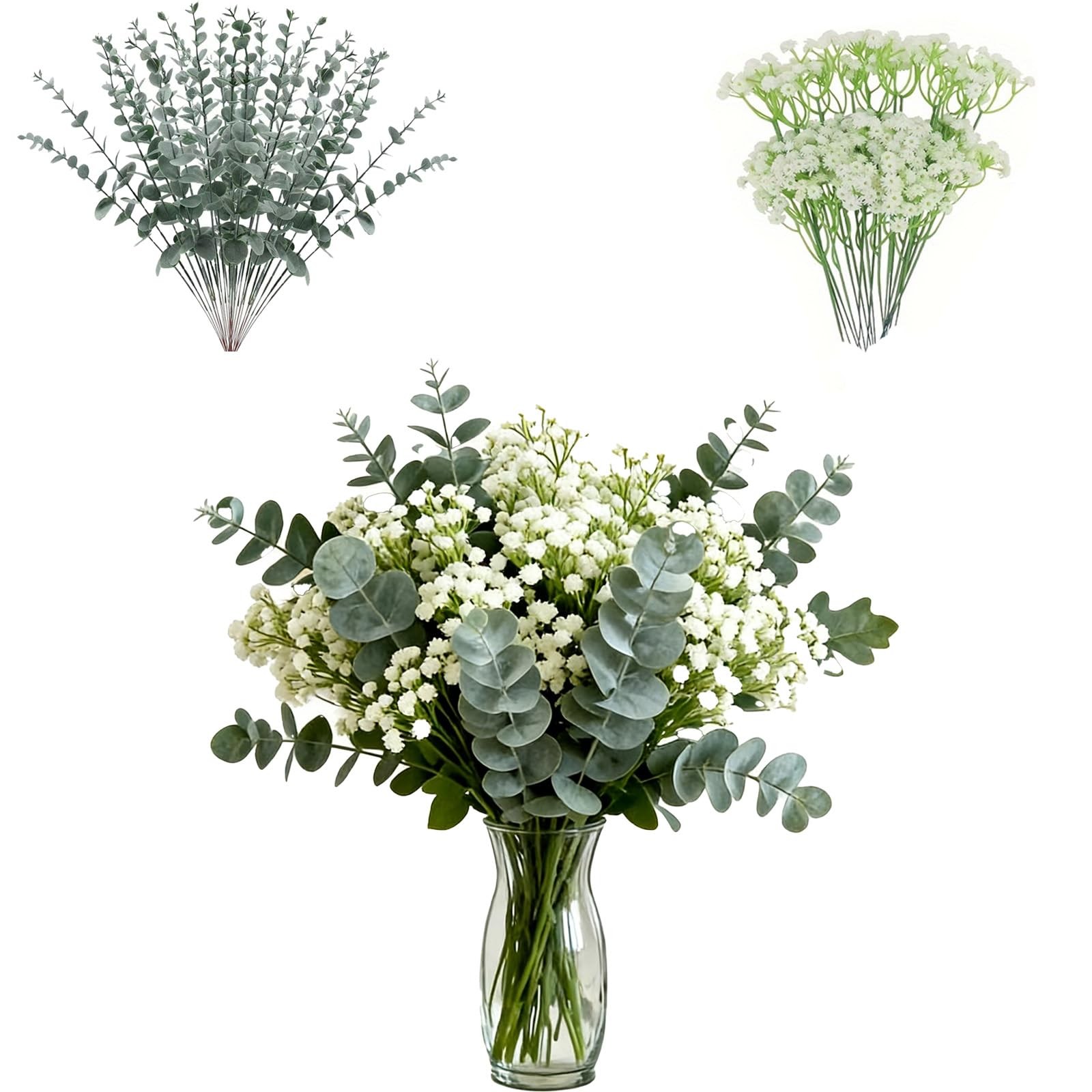 Artificial Mixed Eucalyptus Stems Leaves Bulk – 30pcs Realistic Greenery for …