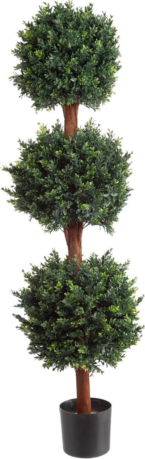 Pure Garden Artificial Tree – 5FT Faux Hedyotis 5ft, Green and Reddish-brown