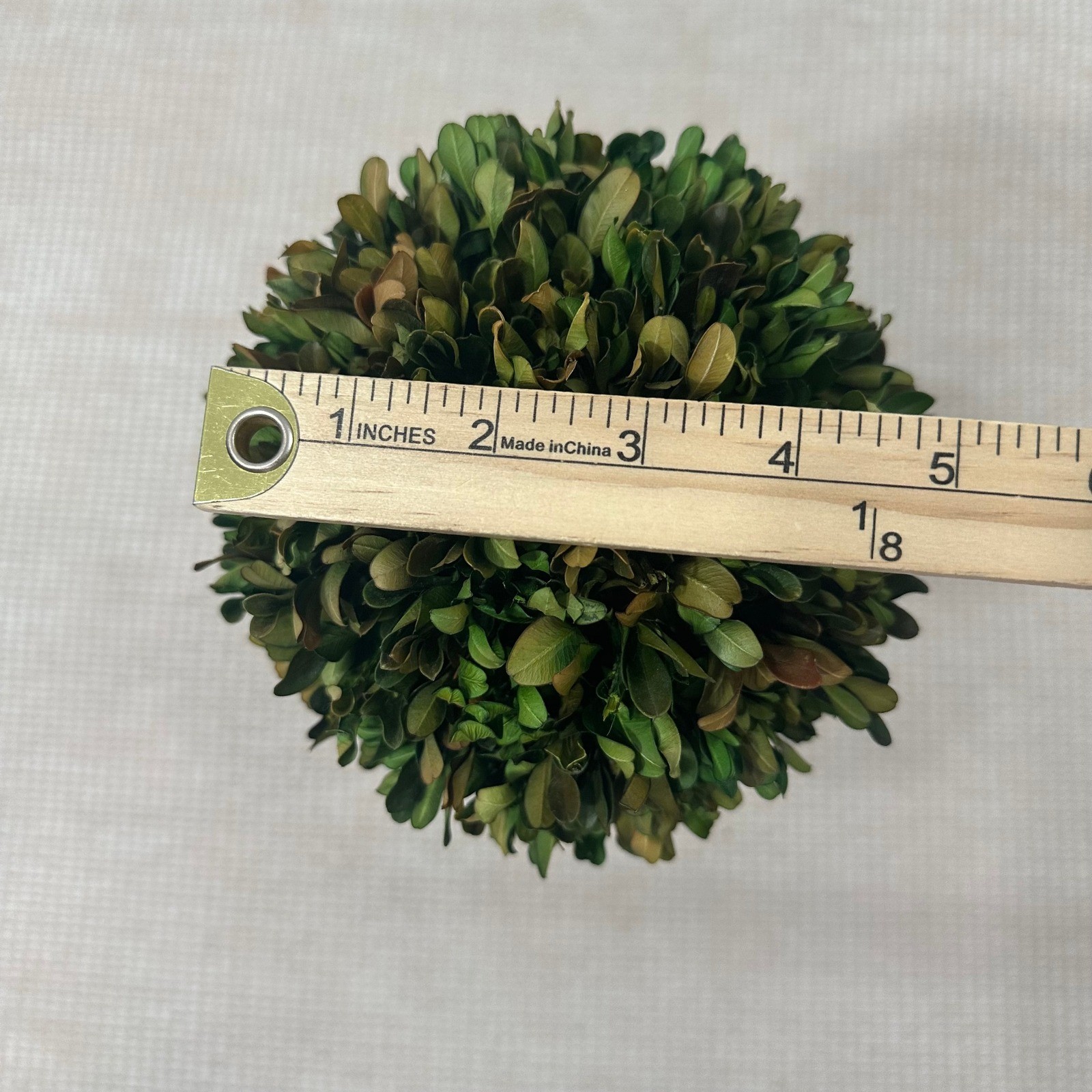 Preserved Boxwood Topiary Ball in White Ceramic Pot 16 Inch Faux Greenery Decor