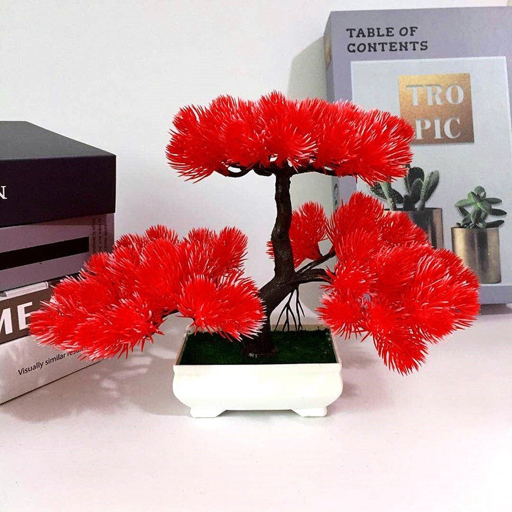 Artificial Colored Pine Bonsai 26cm For MINI Fake Plant for Indoor Spaces