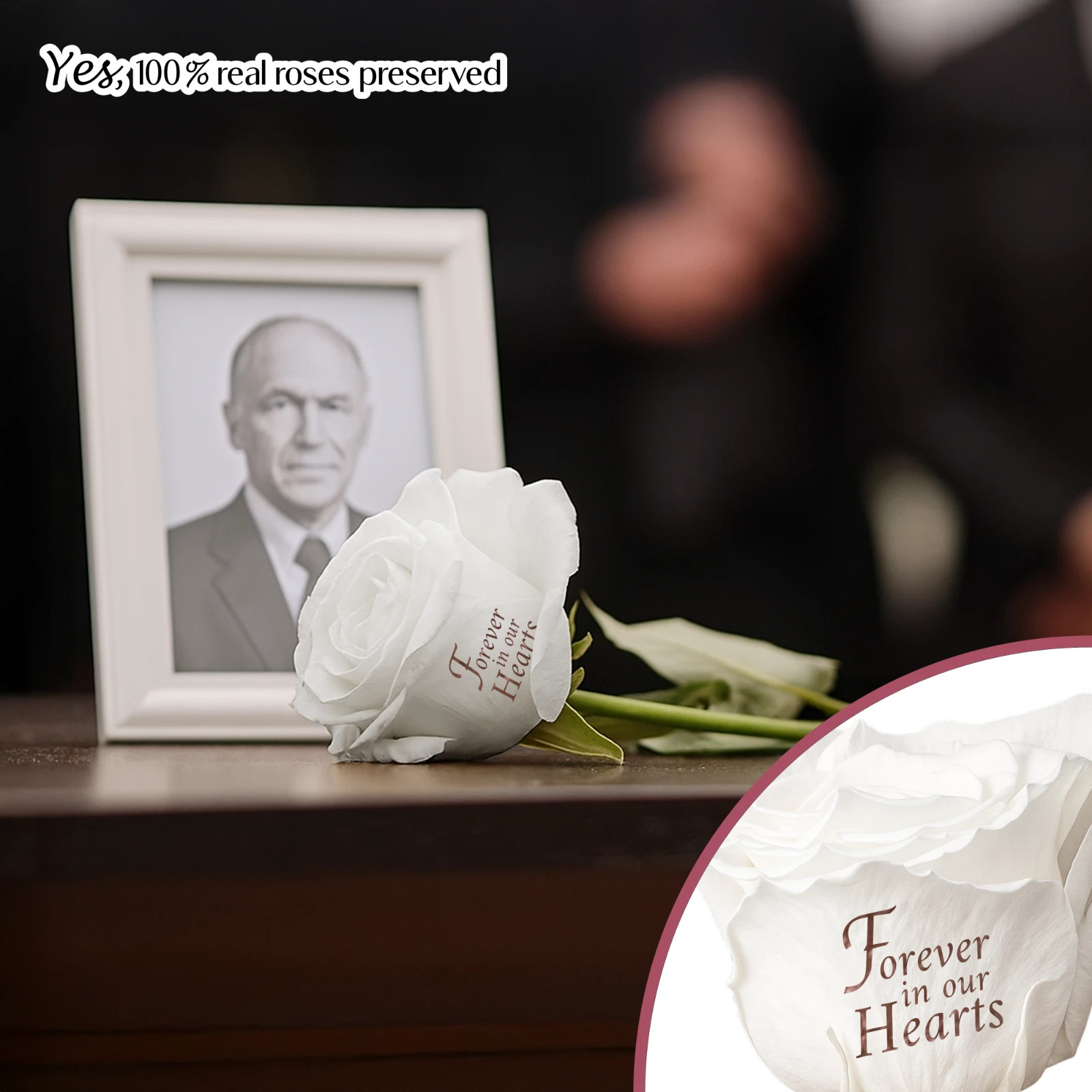 Speaking Roses Preserved Rose with Stem (Majestuoso) | In Loving Memory