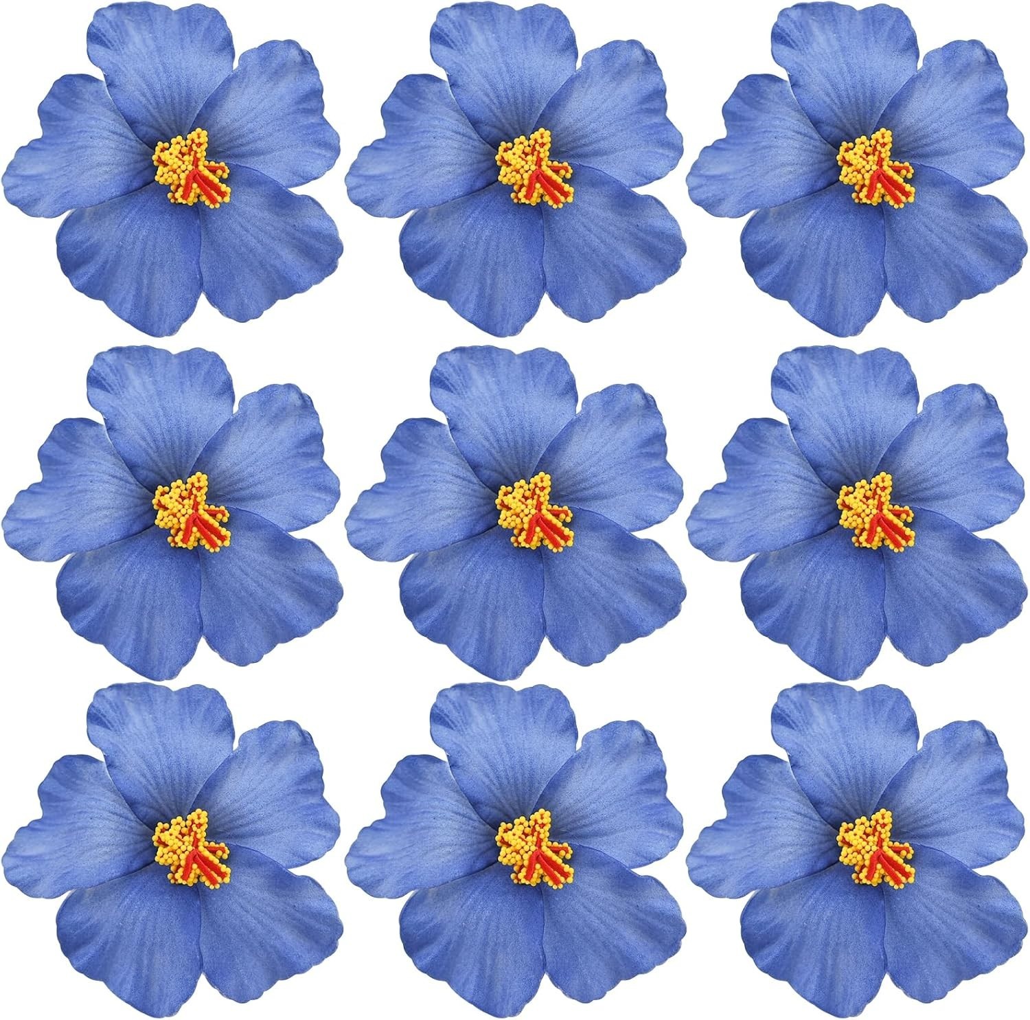 Hawaiian Luau Decor – 20 Blue Hibiscus Flowers