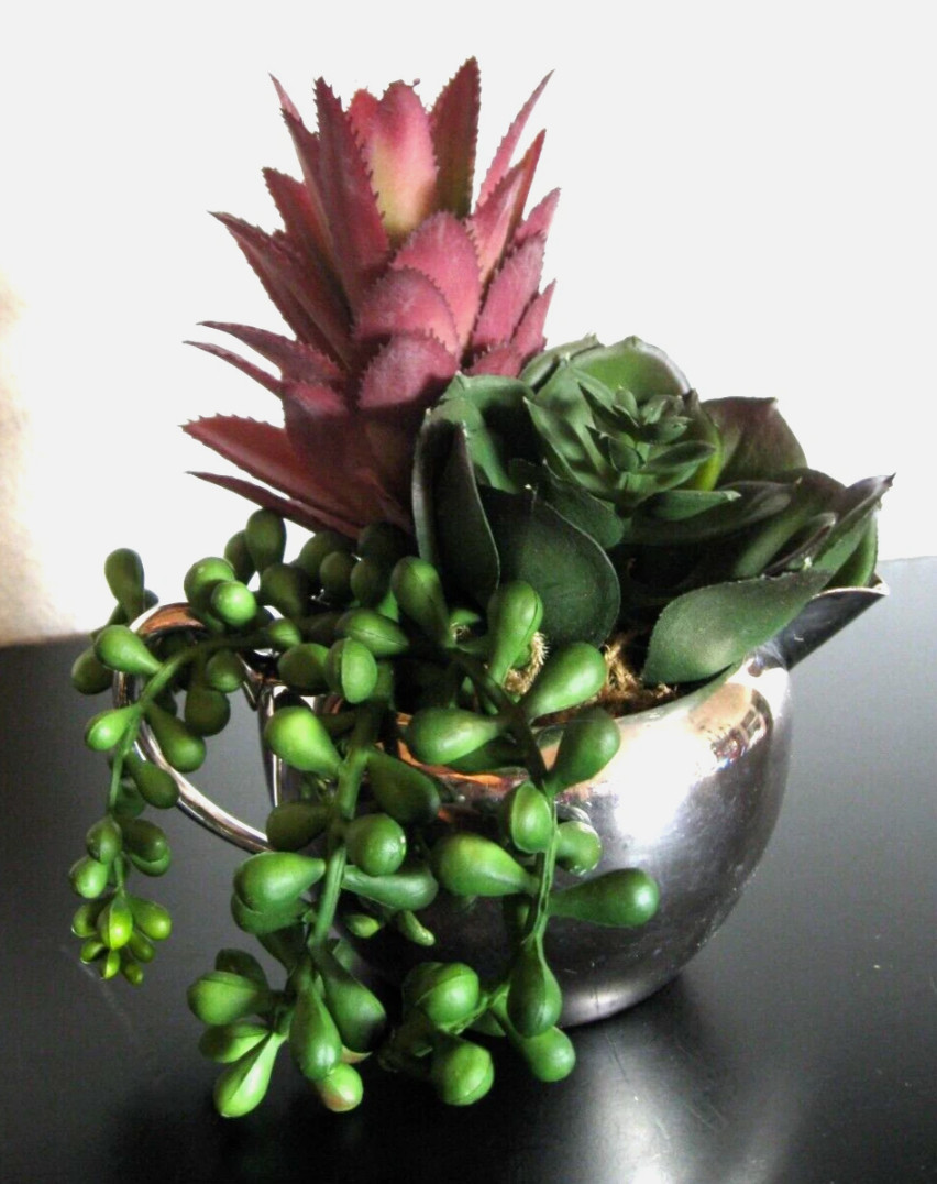 House Plant – Home Decor, Nice, Beautiful, Faux, Fake Sedum MCM Containers