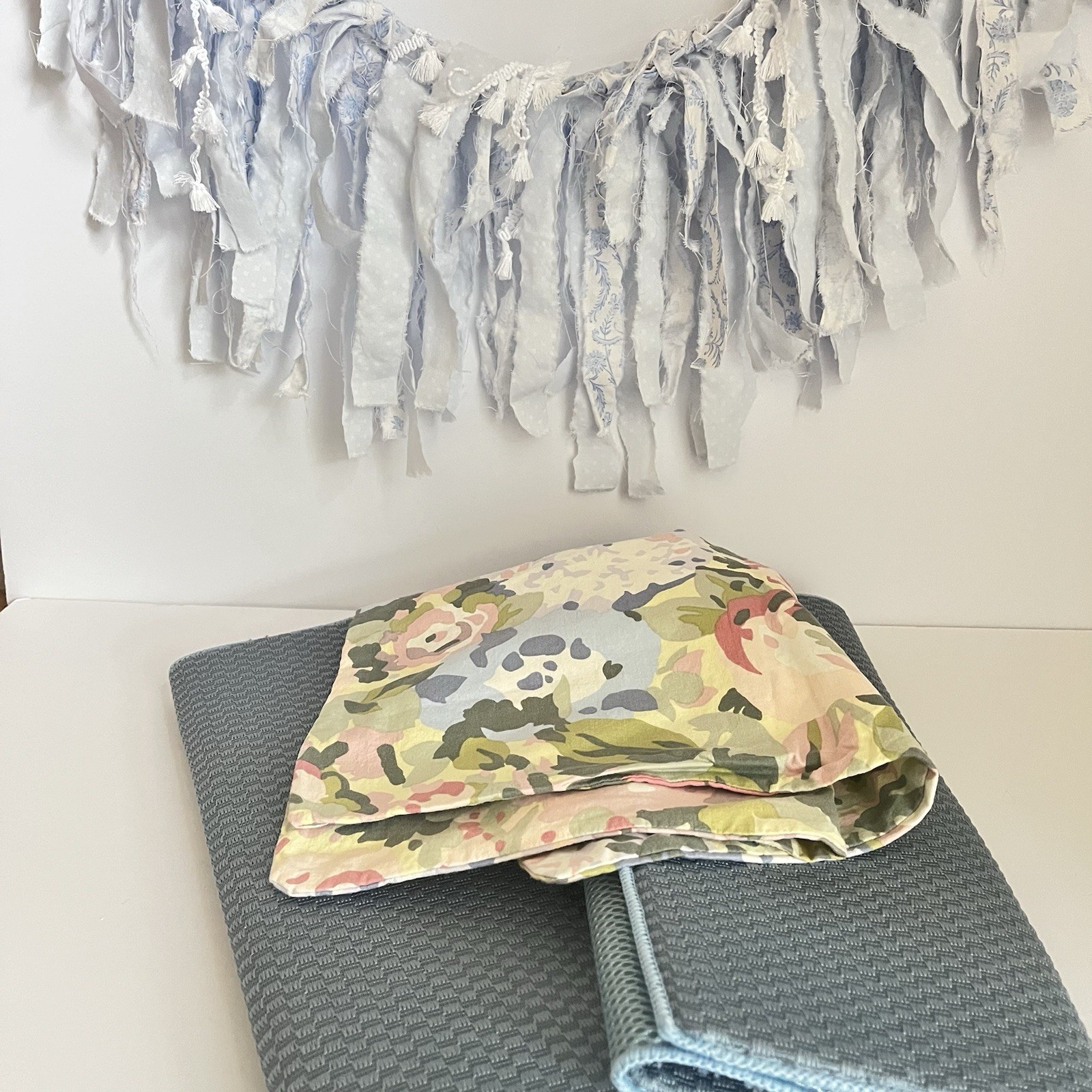 Dorm Room decor blue shabby chic floral handmade garland pillowcase 2 dry mats