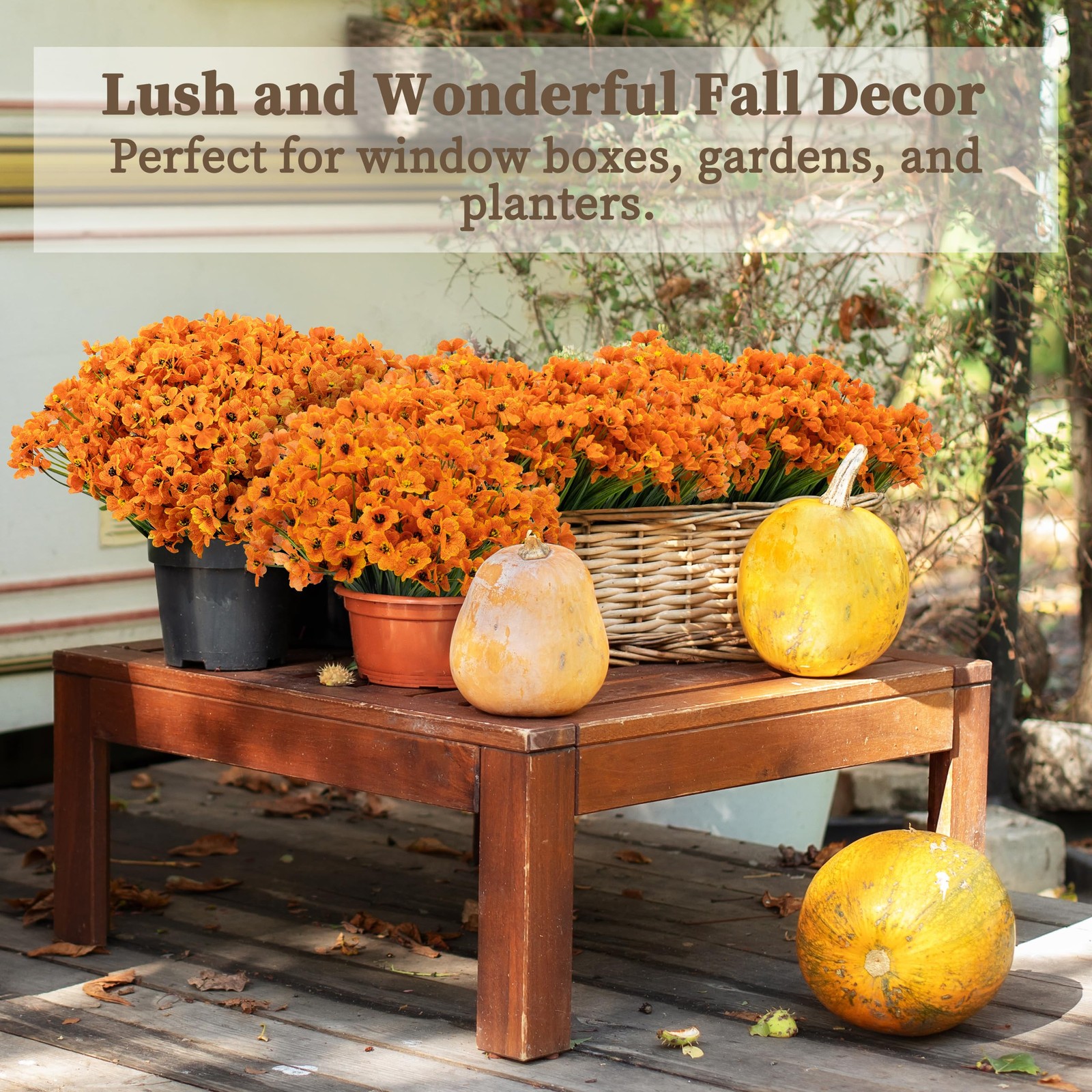 ColoPlay Artificial Mums for Outdoors, 24 Bundles Fake Flowers Fall Decor | F…