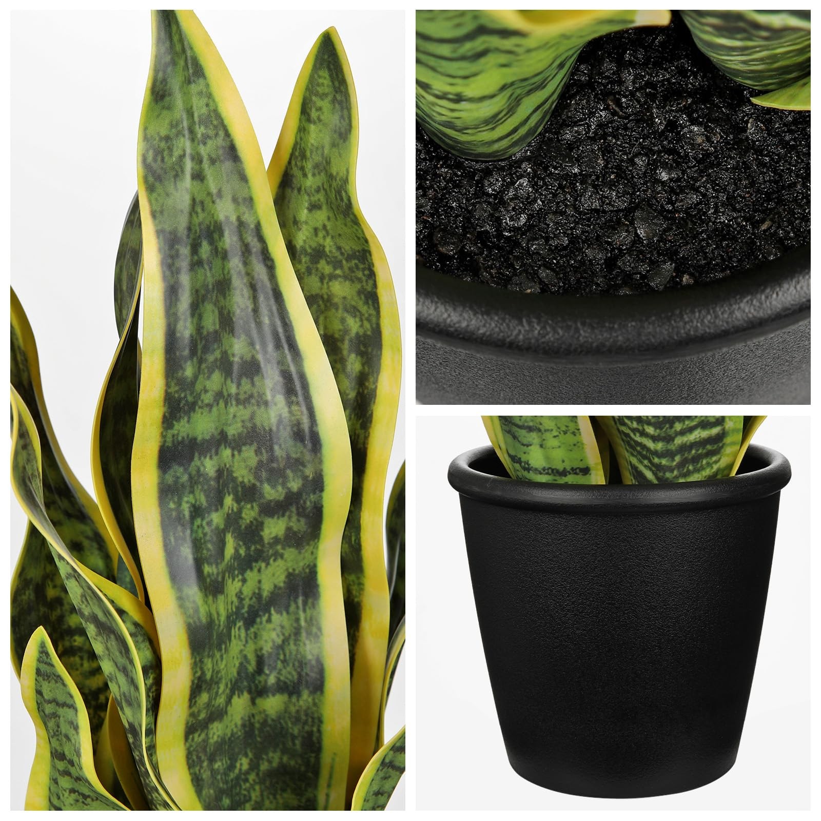 16.5″ Artificial Snake Plant Potted – Faux Sansevieria Trifasciata Plant Trop…
