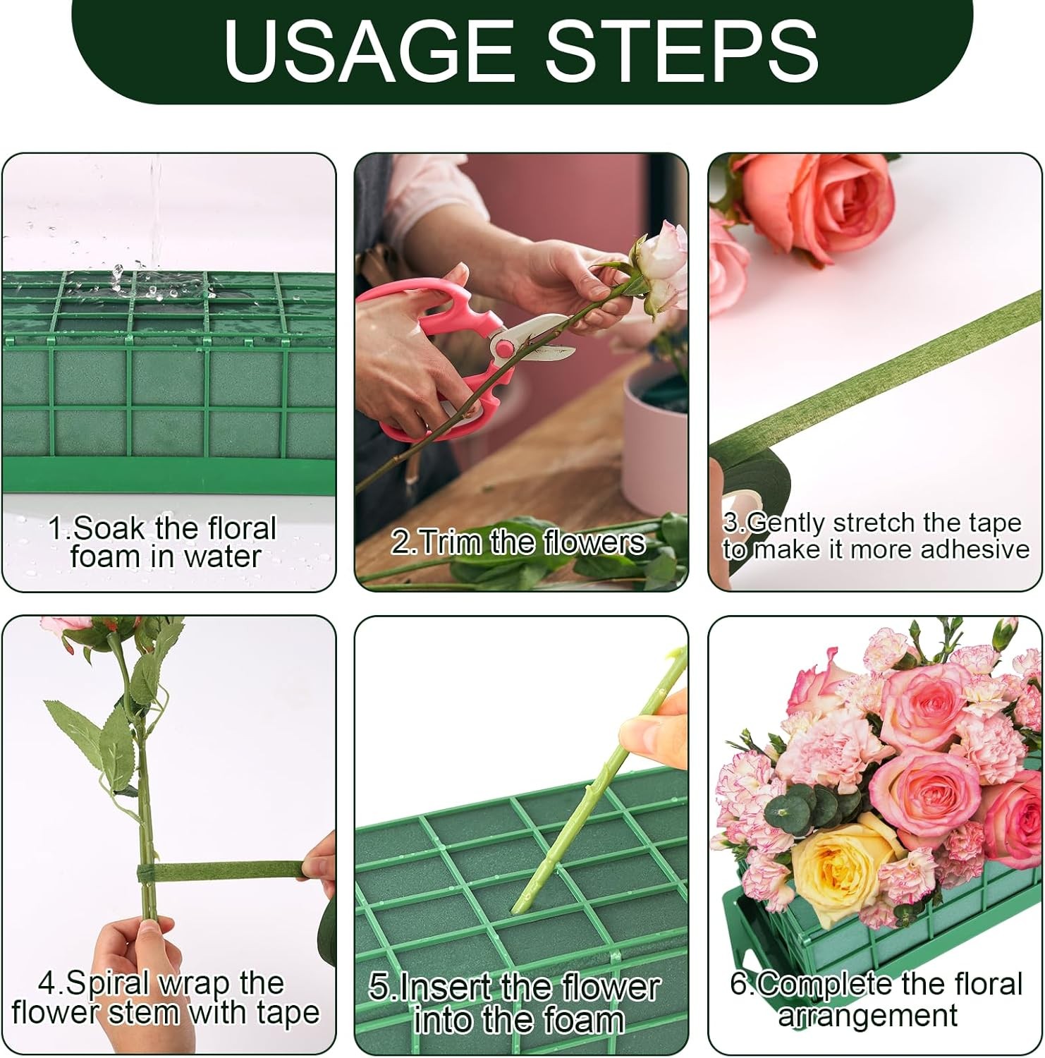 2 Pcs Floral Foam Cage Fresh & Artificial Flowers Dry & Wet Rectangle Flower