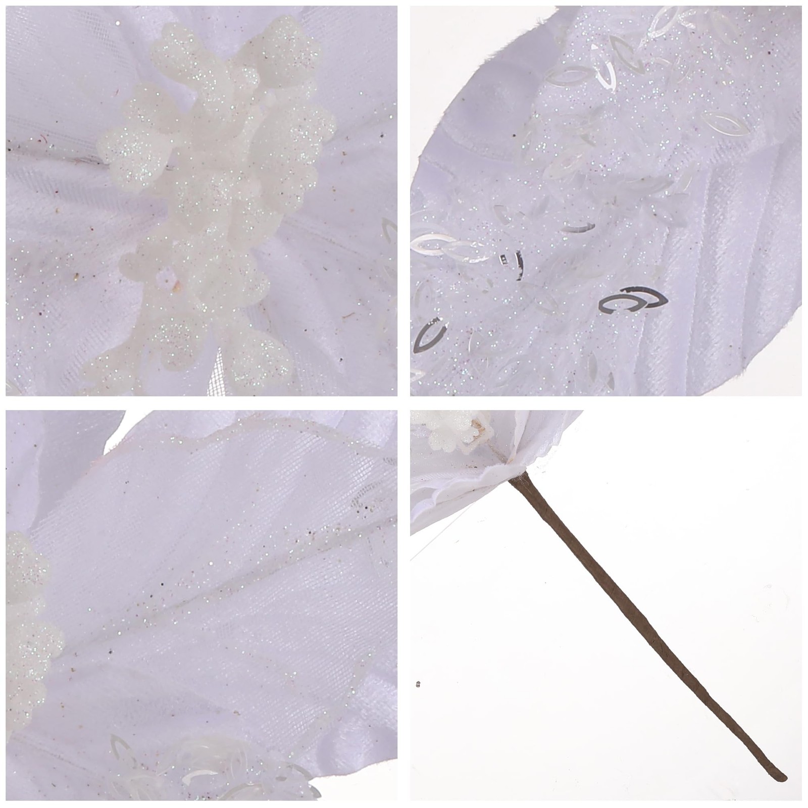 6 PCS 10.7 Inch Pure White Large Velvet Christmas Flowers Artificial Poinsettia