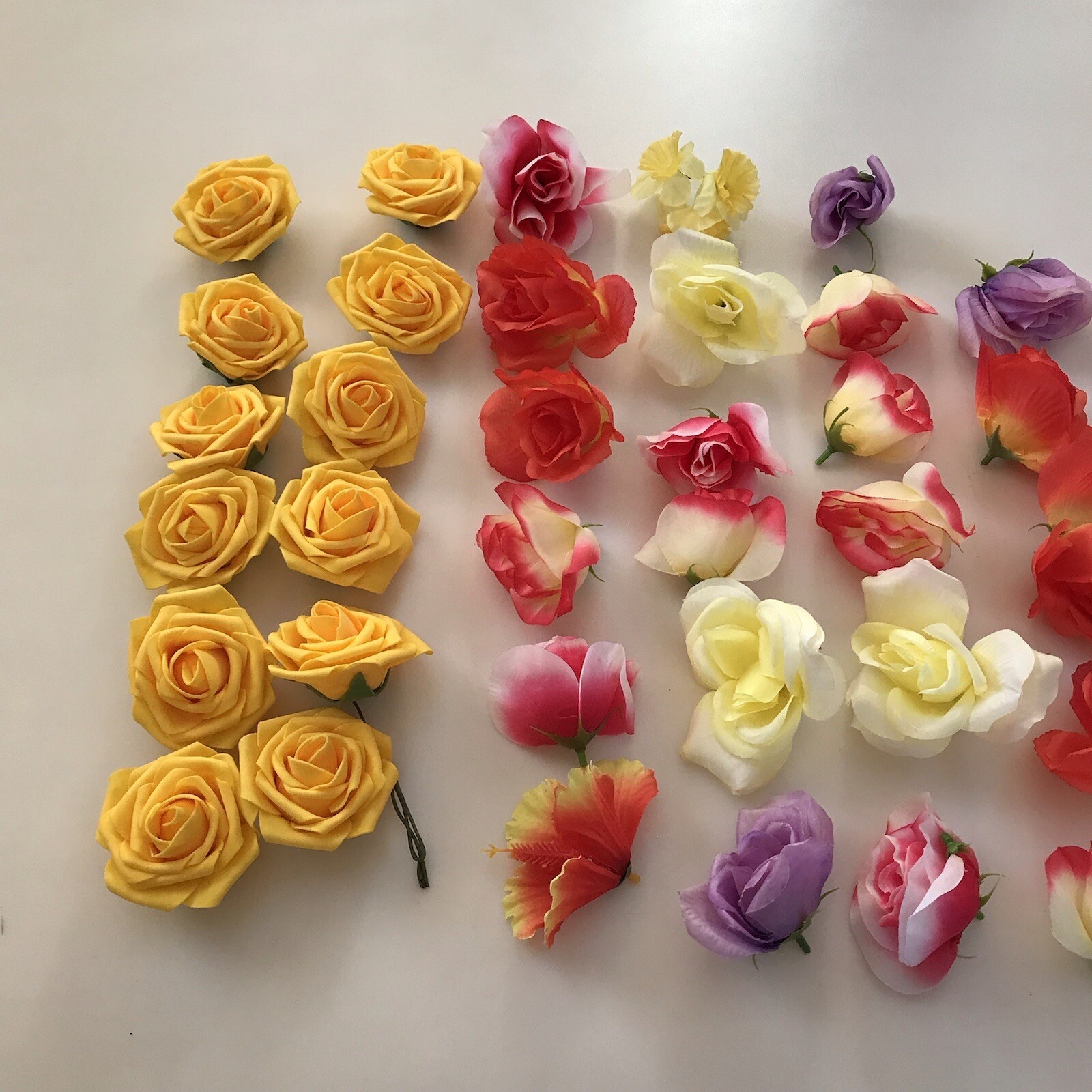 LOT 40 Faux Flowers CRAFT Deconstructed Flowers Fake Rose Foam Fabric Wreath