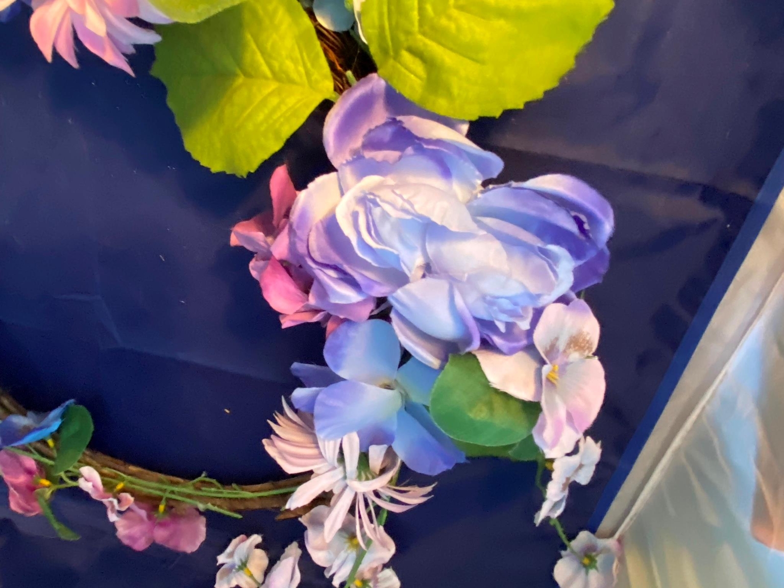 Spring Floral Flowers on 22 ” Woven Grape Backer Interior Decor Bloom Room NWT