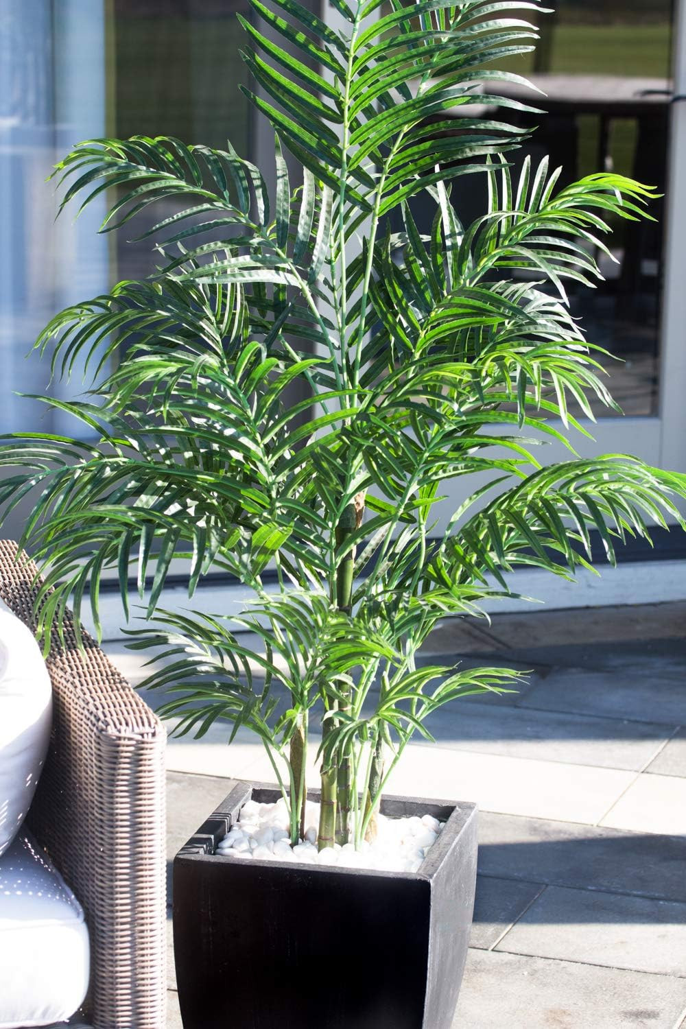 4.5Ft Areca Palm Tree in Black Planter – UV Resistant for Indoor/Outdoor Use