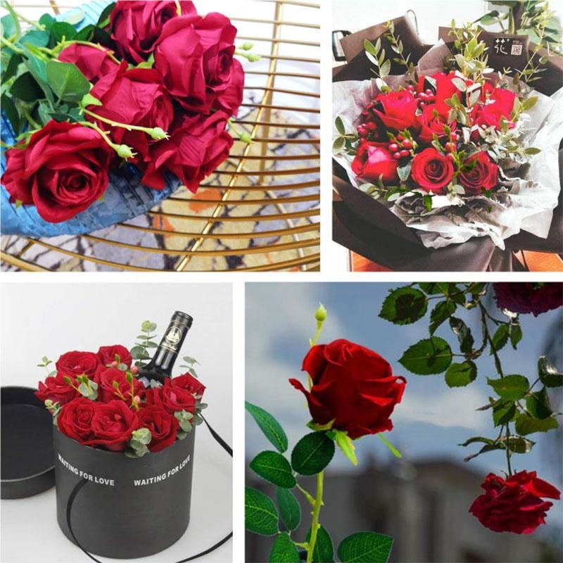 3-20× Red Roses Artificial Flowers Realistic Bouquet Home Decor Valentine Gifts