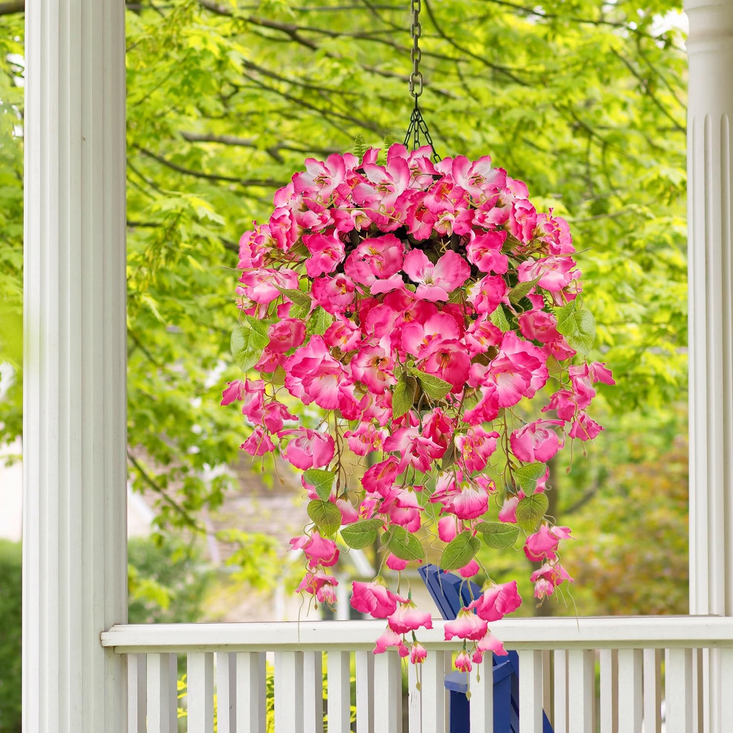 Artificial Fake Hanging Flowers Plants for Outdoor, Faux Silk Hibiscus Long T…