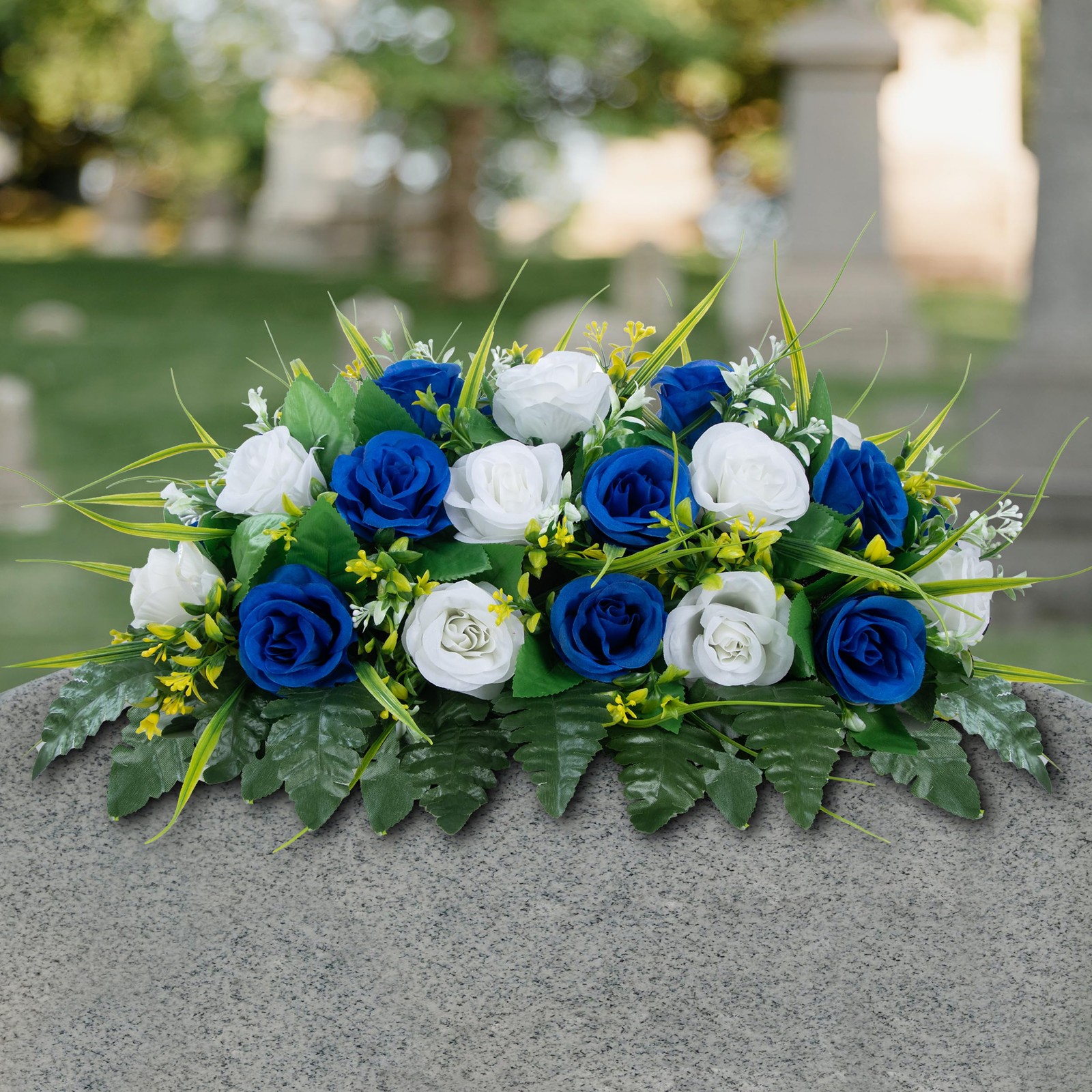 Cemetery Headstone Flower Saddle – Artificial Cemetery Flowers Rose, Grave De…