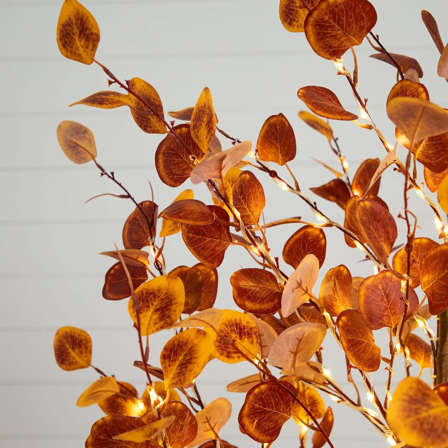 6FT Pre-Lit Faux Eucalyptus Tree with 300 LED Lights for Fall Décor