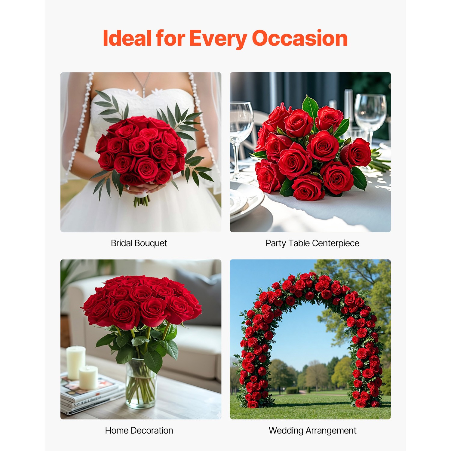 500 Pcs Red Roses Artificial Flowers Realistic Bouquet for Xmas Home Decor
