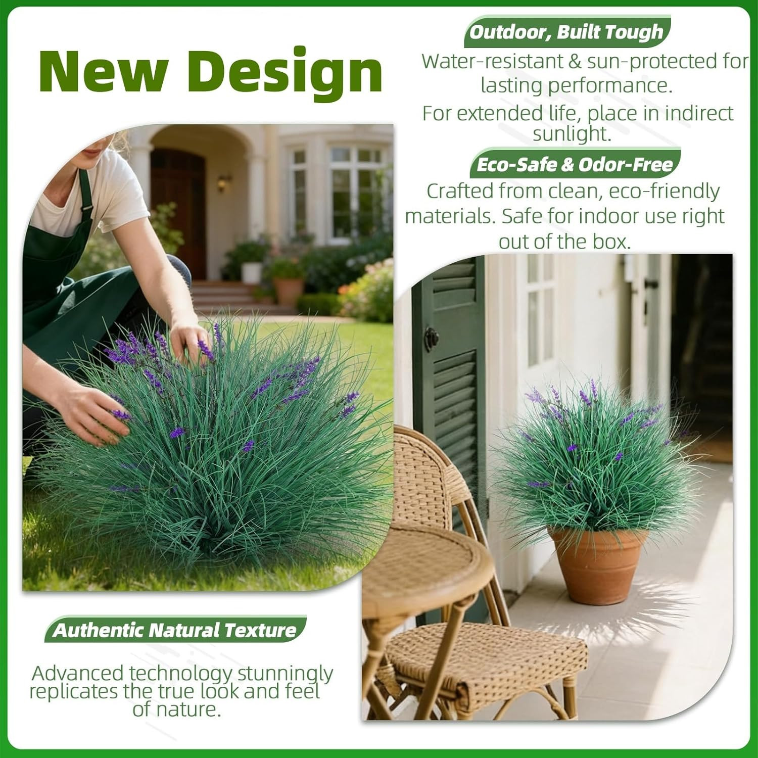Fake Lavender Flowers with Greenery – 13” Tall Artificial Lavender Plant, UV Re