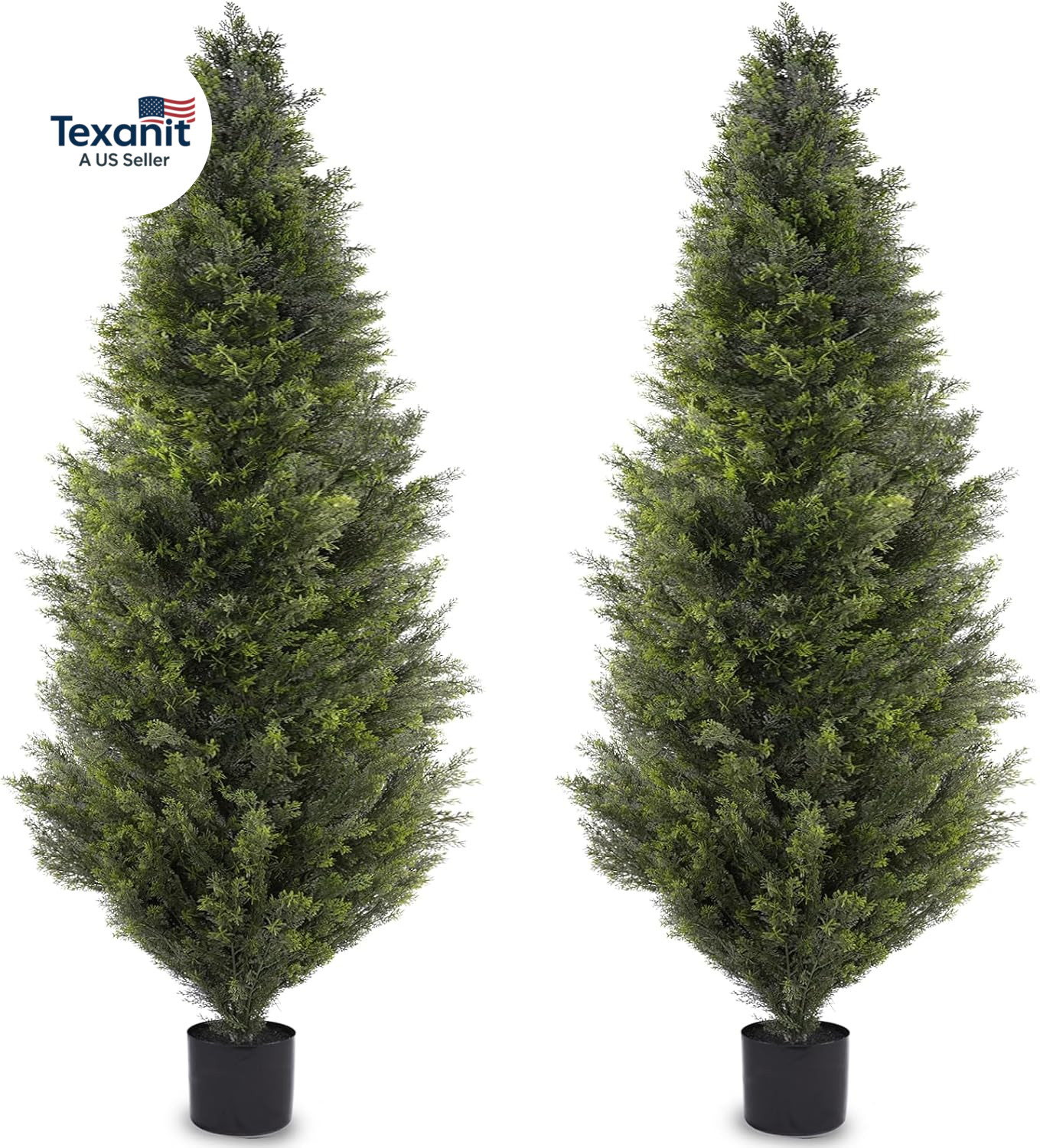 6FT Artificial Cedar Topiary Trees, Set of 2 Realistic Outdoor Indoor Fake Potte