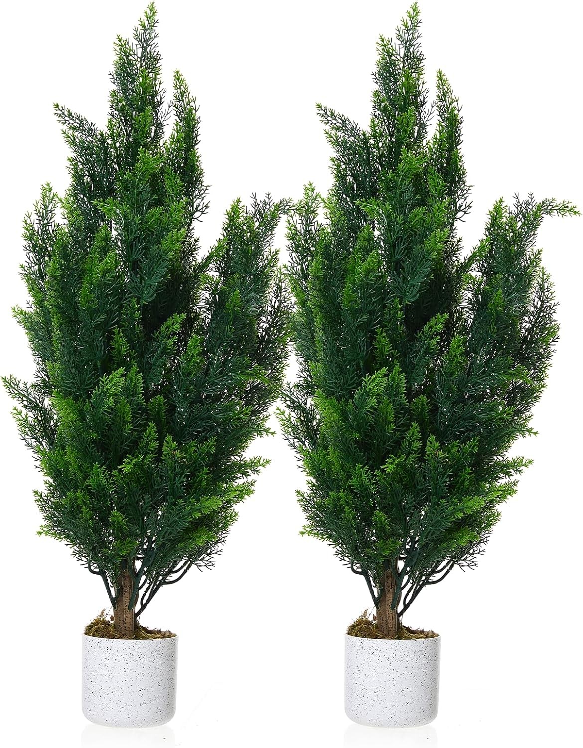 Set of 2 Artificial Boxwood Cedars, 90 cm Artificial Pine Shrubs in Pot with
