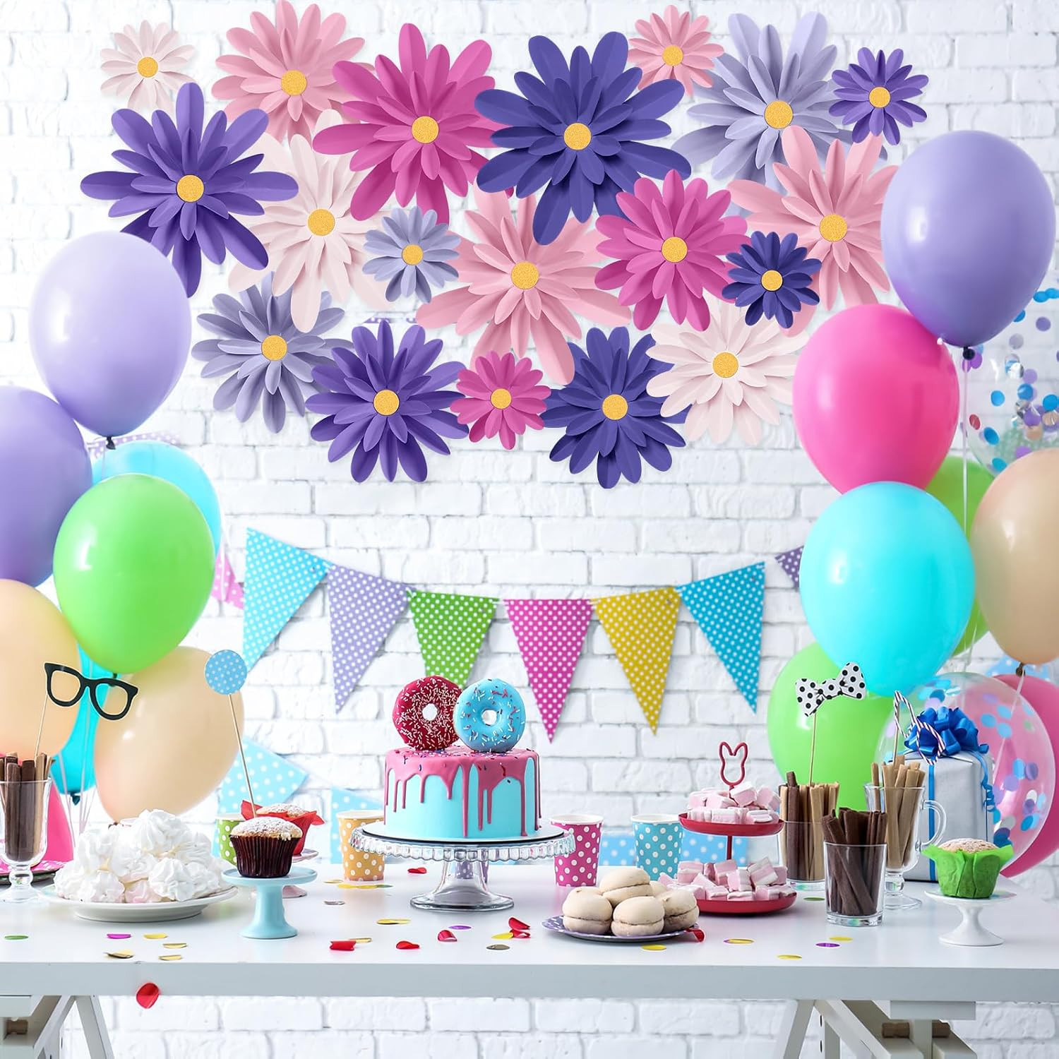 18 Pcs Paper Flowers Decorations for Wall DIY Flower Bulletin Board 3D Paper Flo