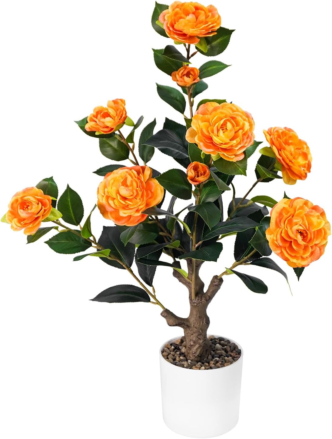 2FT Orange Artificial Camellia Tree – Perfect for Home & Office Decor
