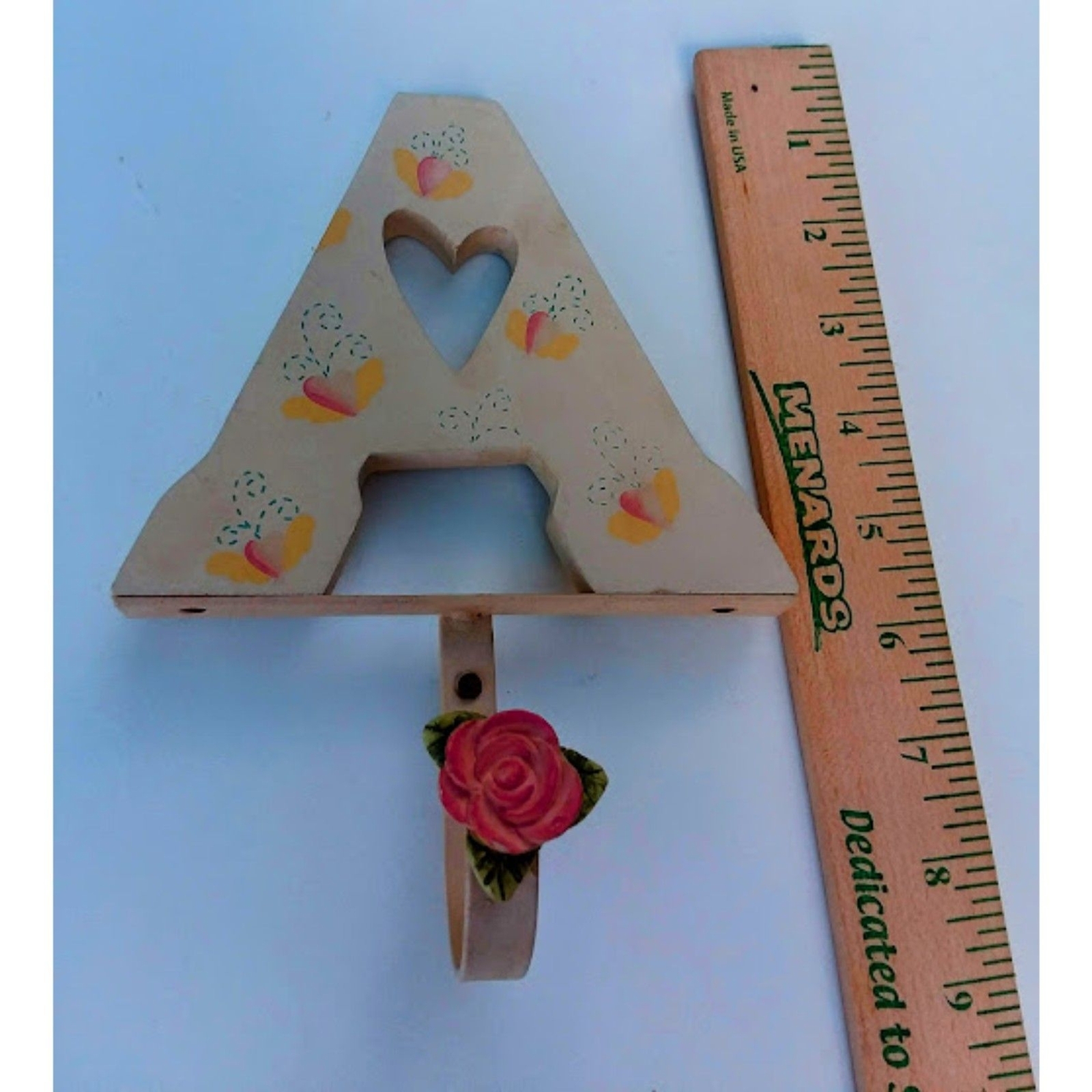 Home Interiors Kids Letter A Single Wall Mounted Coat Hook Heart Butterfly Rose