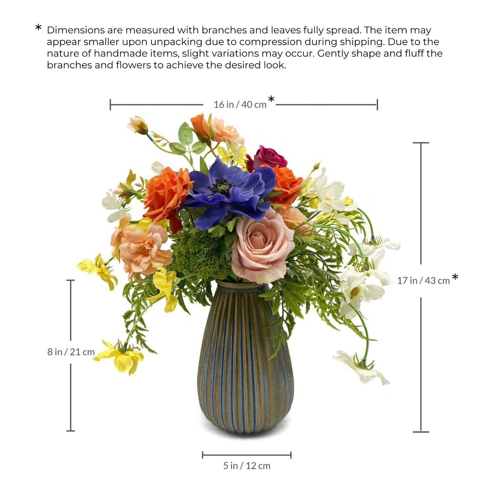 Artificial Faux Flowers in Vase,Silk Flower Arrangement Floral Table Centerpiece