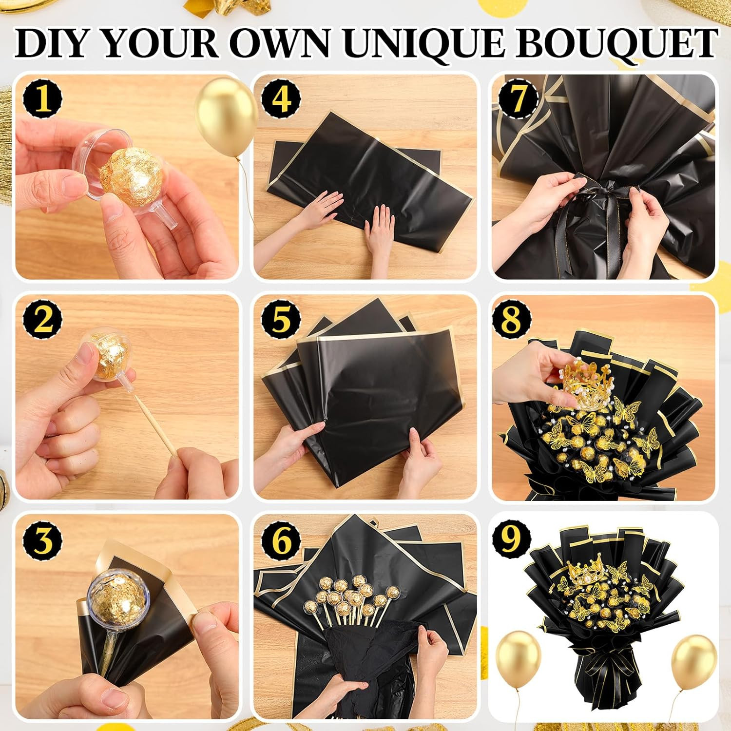 Graduation DIY Chocolate Flower Bouquet Kit with Acrylic Holder and Ribbon