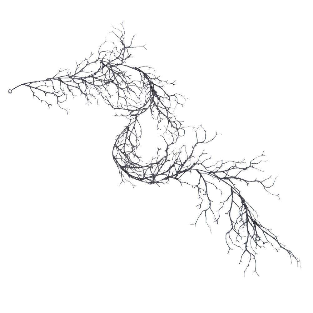 Halloween Black Twig Garland, 74”/6.2ft Spooky Artificial Branch Vine for Wall