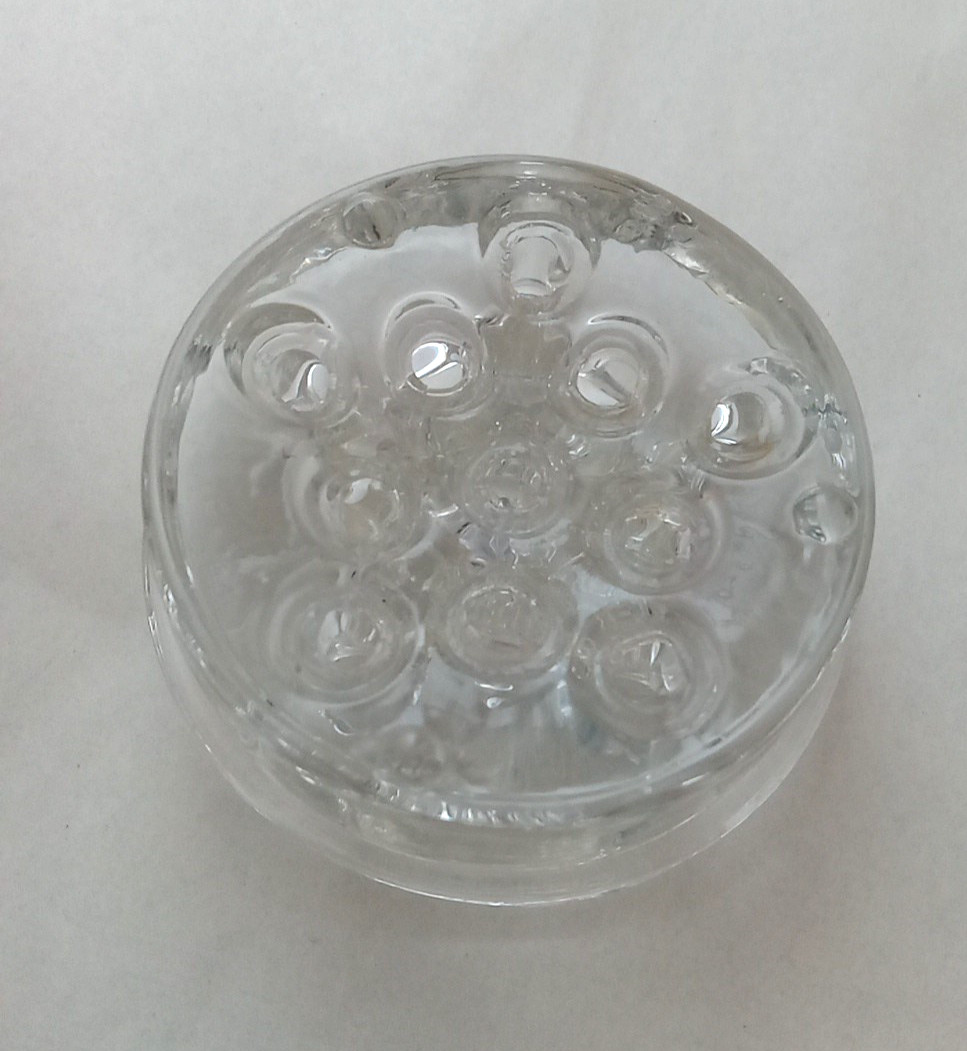 Flower Frog Floral Arrangements Clear Glass 3.25″ 11 hole – 5″ 16 hole Lot of 2