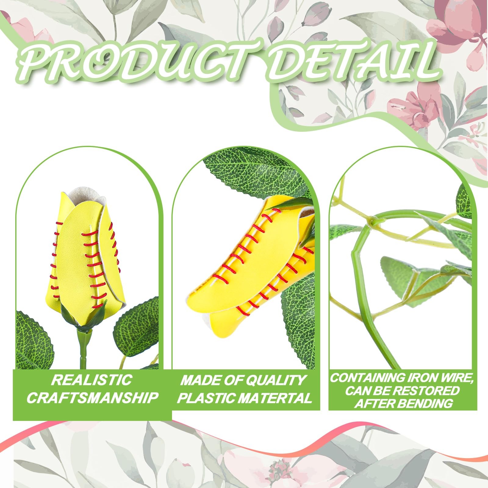 Artificial Bendable Softball Rose PU Leather Sports Flower Graduation Gift fo…