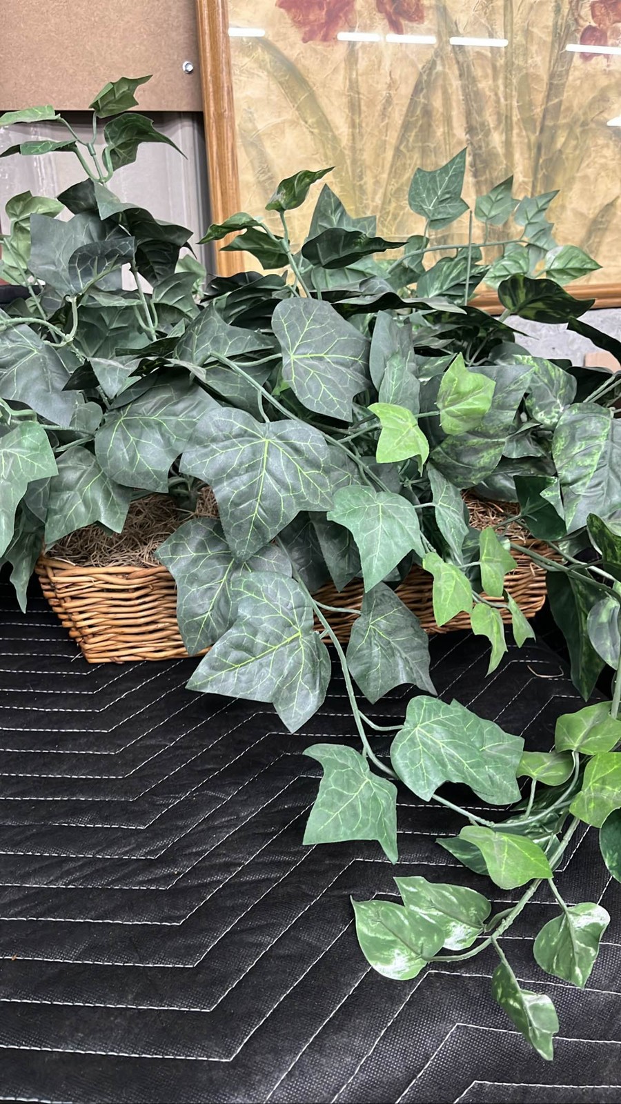 Artificial Ivy Plant in Wicker Basket Greenery Decor