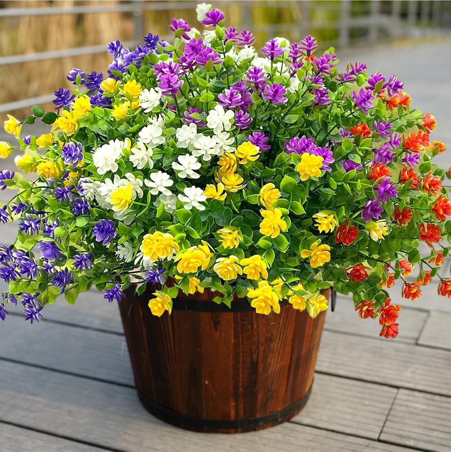 Colorful Artificial Flowers for Outdoors, 10 Bundles Realistic Spring Outdoor…