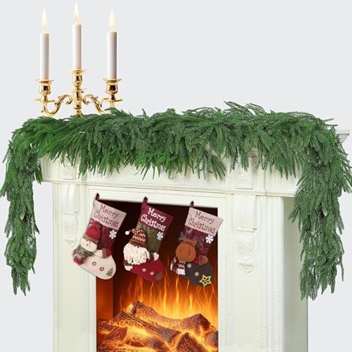 4 Pcs 6 Ft Artificial Norfolk Pine Garland, Real Touch Dense Faux 6FT-4PCS