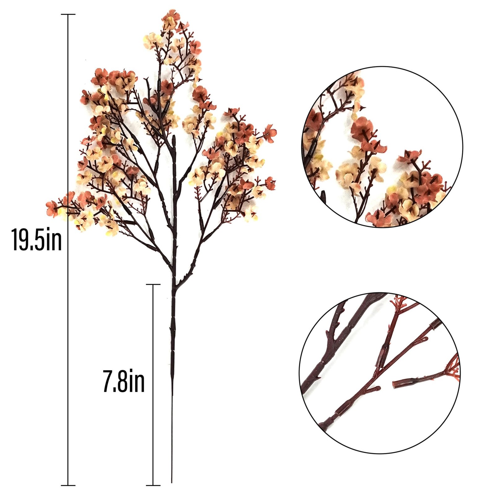 10 PCS Babys Breath Artificial Flowers Fake Silk Floral Decor Beige Brown