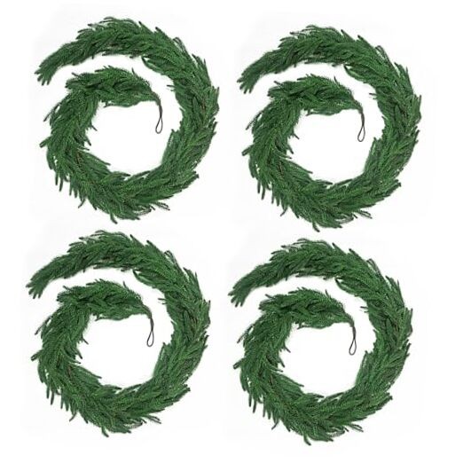 4 Pcs 6 Ft Artificial Norfolk Pine Garland, Real Touch Dense Faux 6FT-4PCS