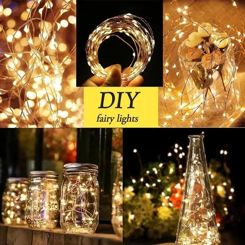 USB LED String Lights Silver Wire Garland Light Waterproof Fairy Lights