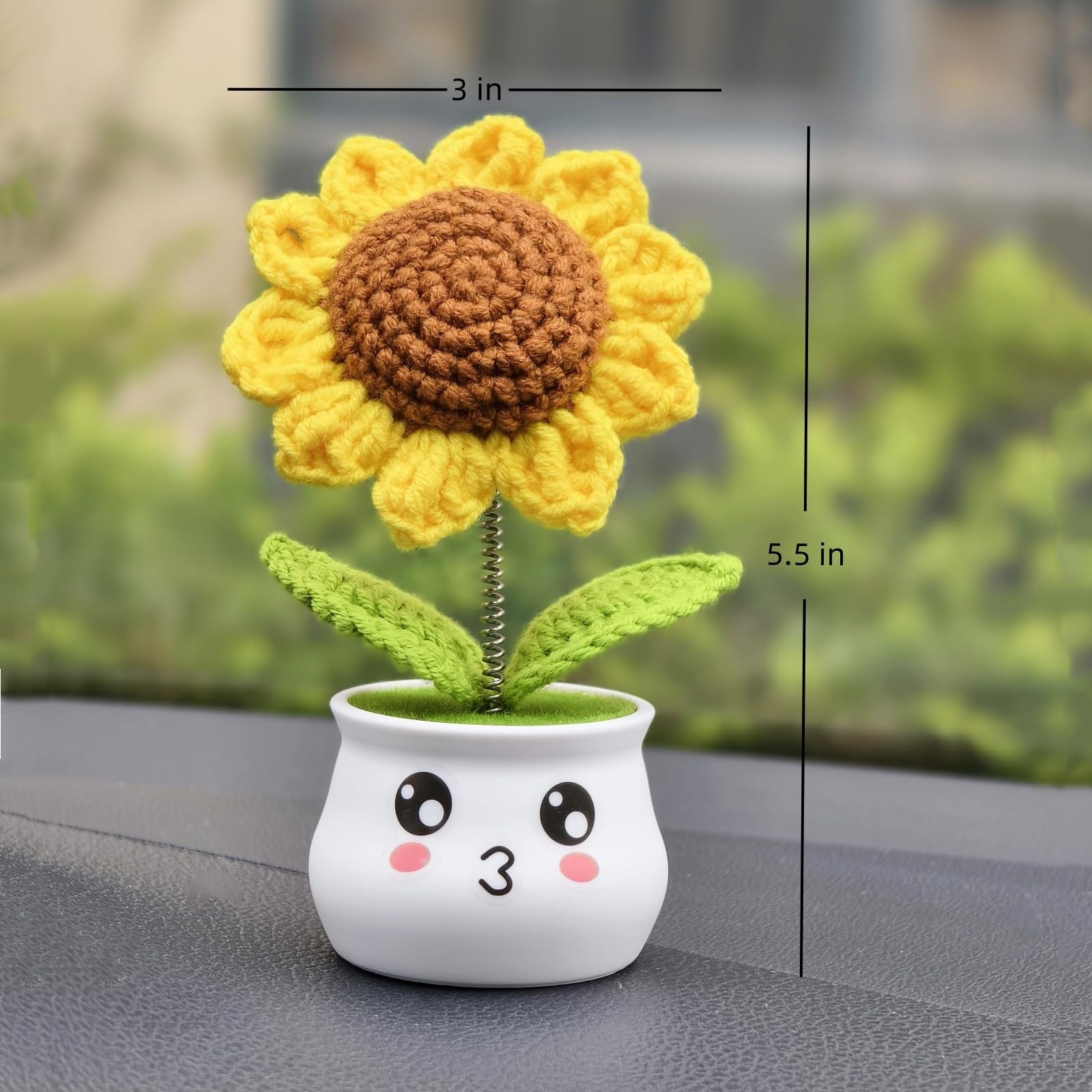 Crochet Sunflower Gifts for Office Desk Decor, Cute Artificial Knitted Sun Fl…