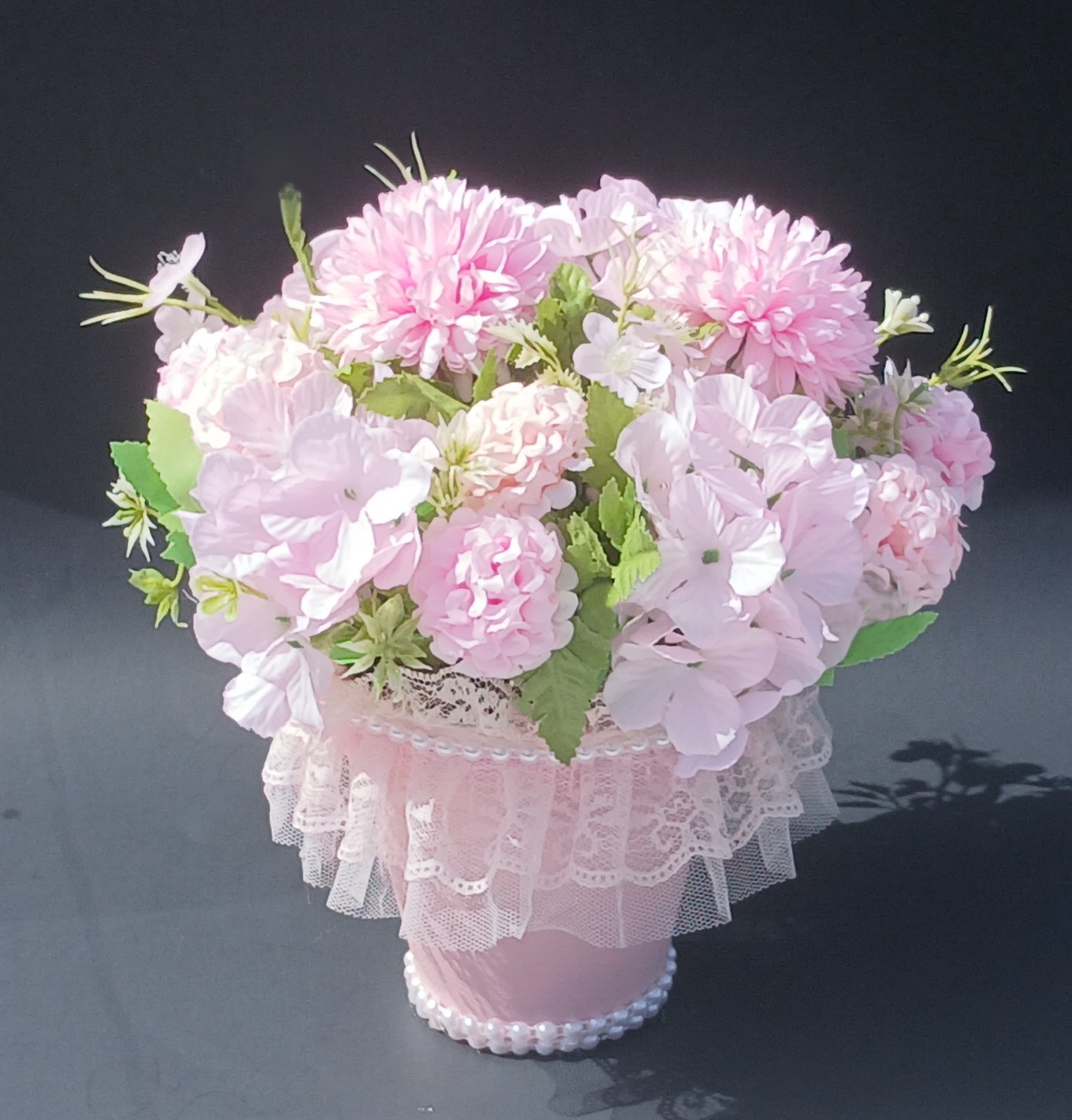 Floral Flowers Artificial Flower Arrangement Pink Cottagecore Shabby Chic