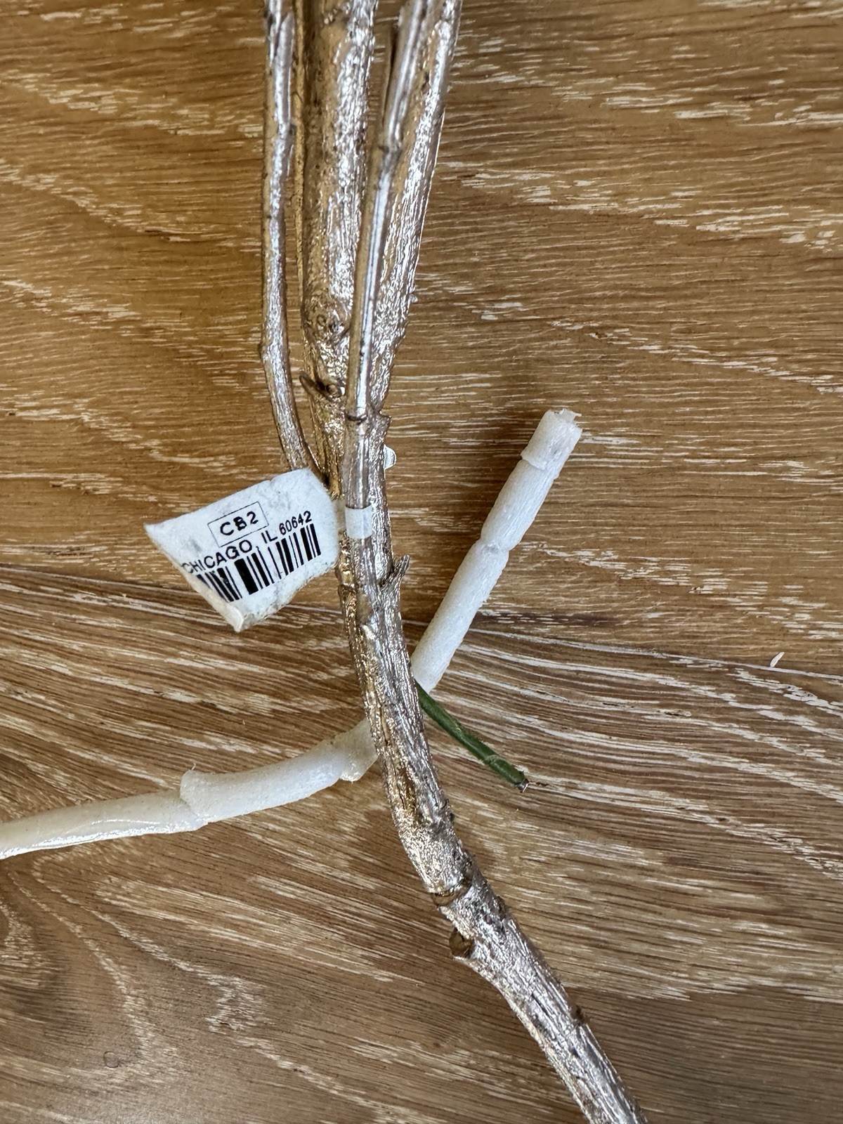 CB2 Modern 36” Faux White Fern & 51” Champagne Gold Willow Leaf Holiday Florals