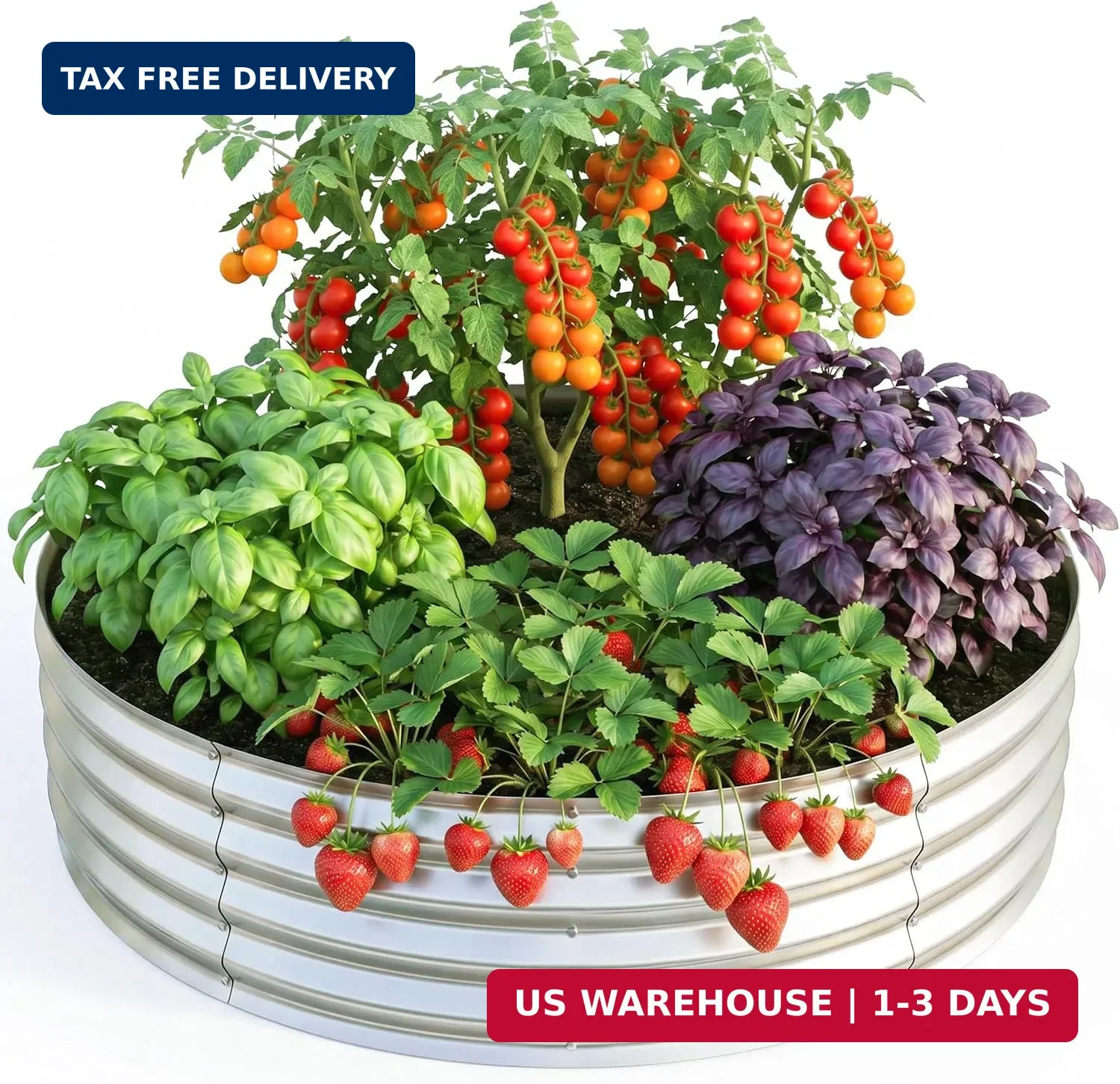 Utopia Home Galvanized Raised Garden Bed Kit 2x2x1 Ft, Planter Box Round Raised