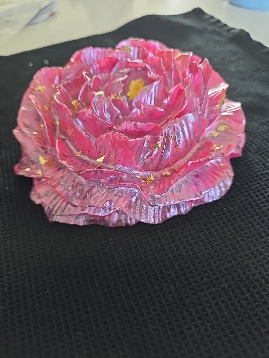 Resin 6 Inch Pink Gold Peony Flower Decoration Gift. 583